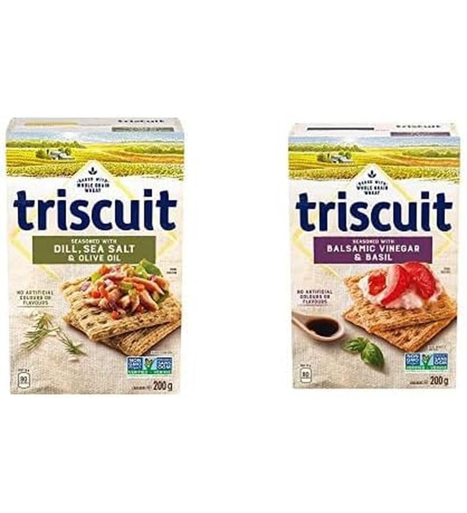 Triscuit Dill Sea Salt & Olive Oil 200g with Triscuit Balsamic & Basil 200g