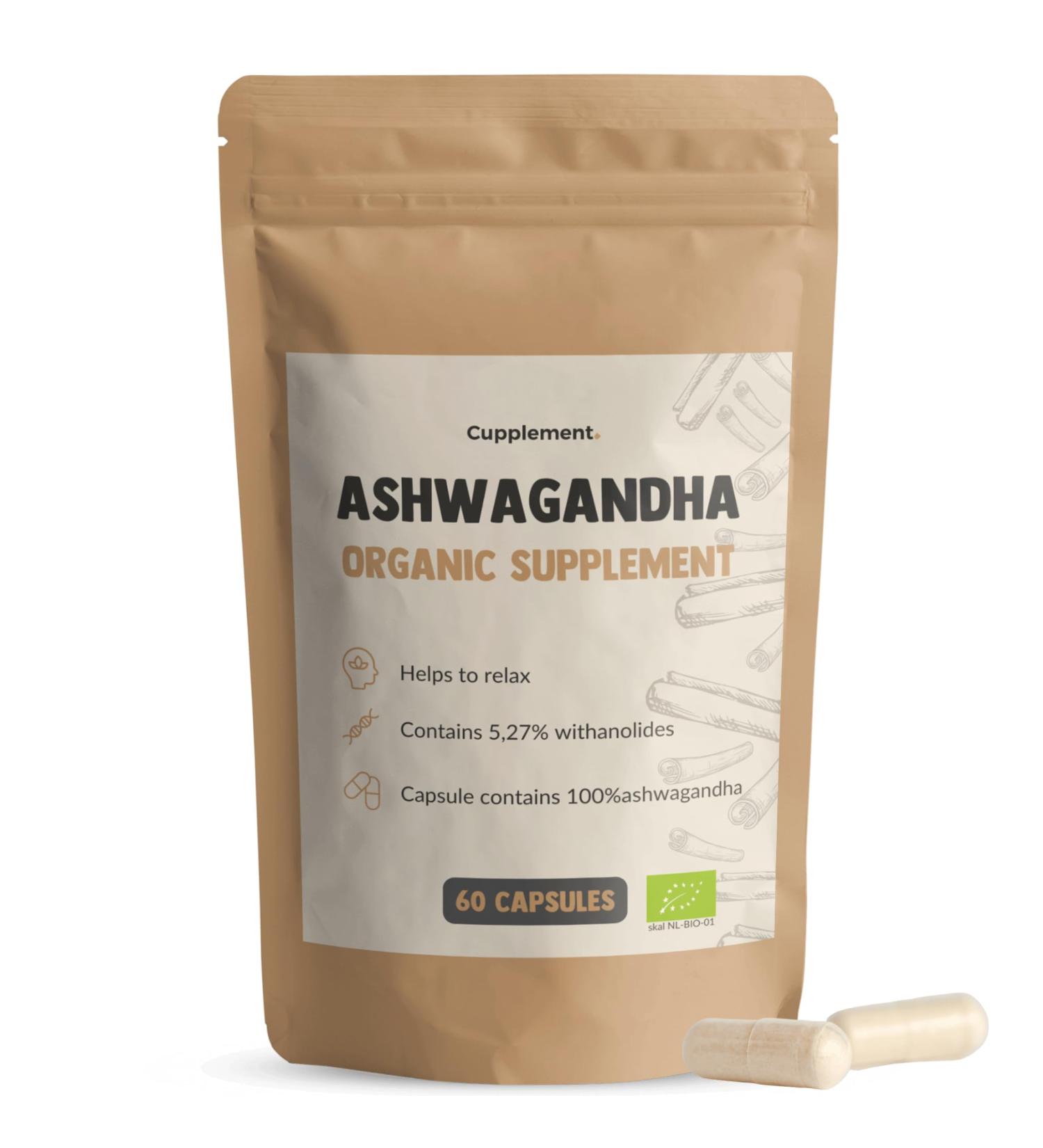 Cupplement | Ashwagandha Capsules 60 Pcs | 500 MG per Organic Capsules | Top Quality | Mushroom | 2 measurements per day - Buy Online on GoSupps.com