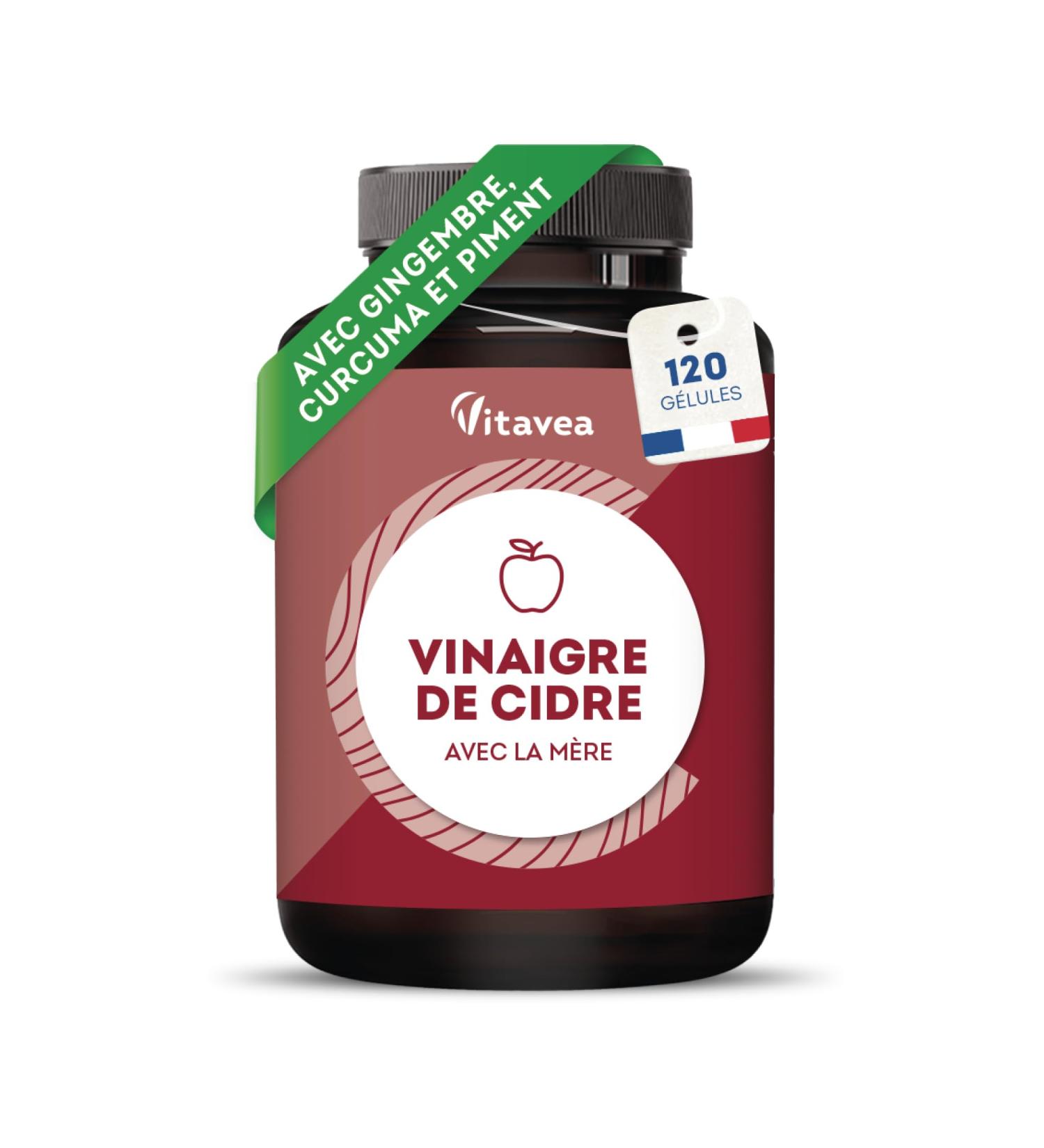 Vinaigre de Cidre G lules 1500 mg avec la M re - Complexe avec Piment Gingembre et Curcuma - 120 G lules Vegan - Fabriqu en France - Vitavea - Buy Online on GoSupps.com