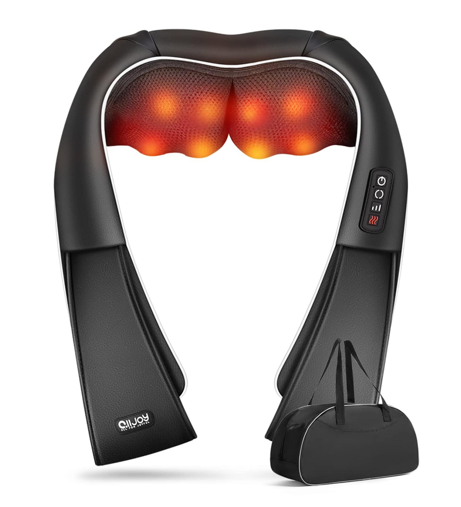 Shiatsu Back and Neck Massager with Heat - Electric Deep Tissue 3D Kneading Massage Pillow for Shoulder, Legs, Foot and Body - Relaxation Gifts for Men, Women, Mom, Dad - Black - Buy Online on GoSupps.com