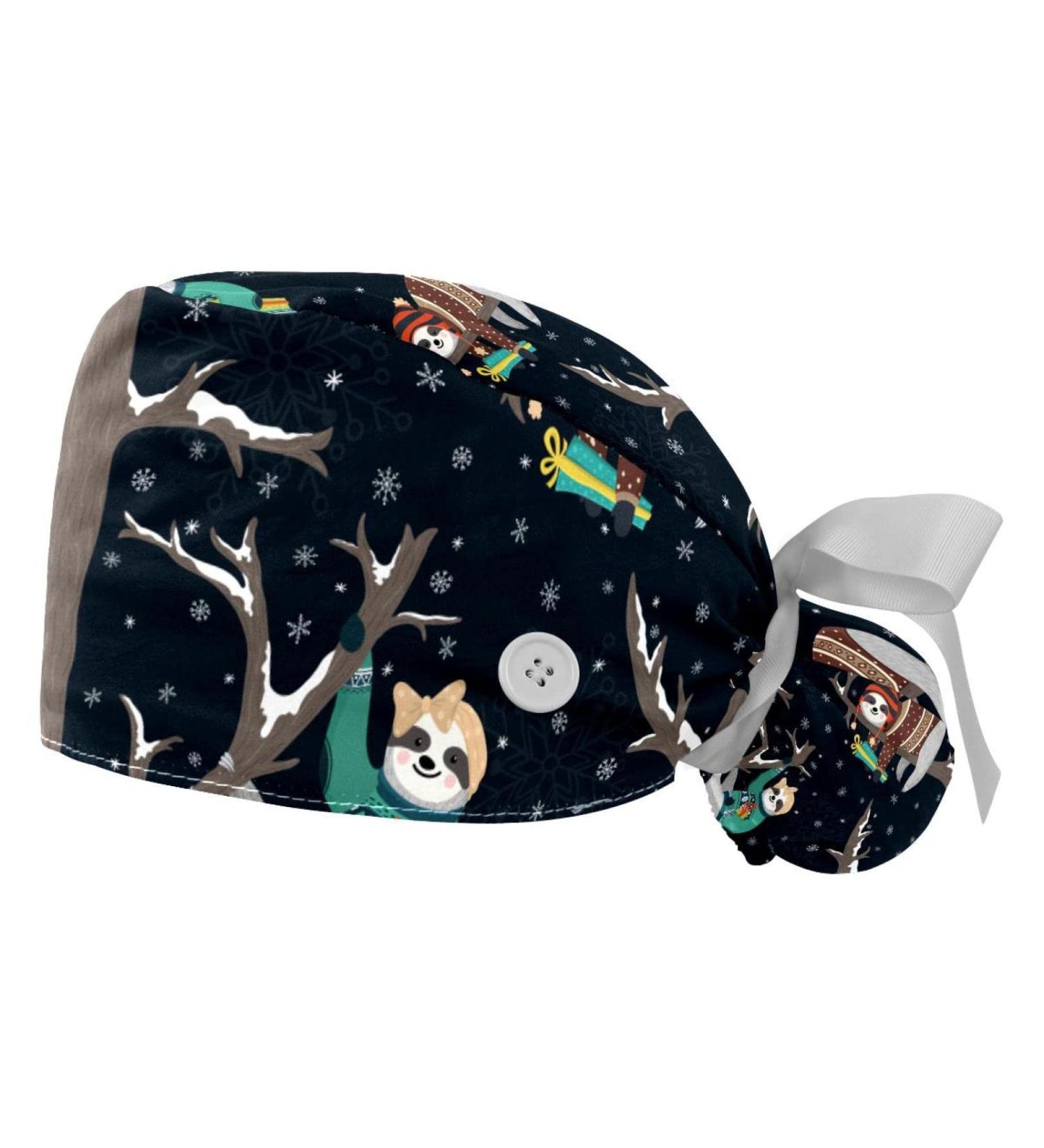 Parrot White Print Surgical Caps Hats - 2PCS Women's Bouffant Working Hat with Ponytail Holder - Pattern 03 - Buy Online on GoSupps.com