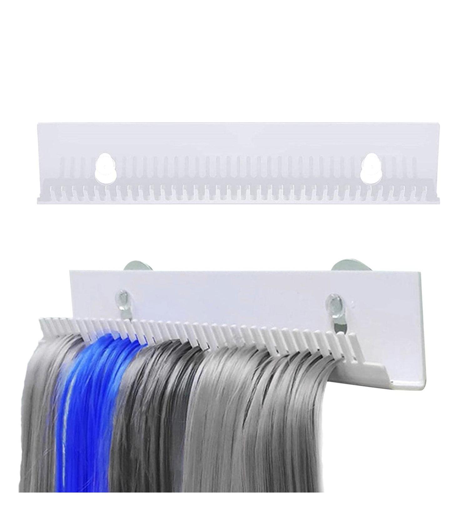 Acrylic Hair Extension Holder - Portable Hair Extensions Stand Wall Hanger with Suction Cups | Hair Extension Wigs Sectioning Display Holder Stand for Clip-in Extensions Styling Washing Braiding White - Buy Online on GoSupps.com