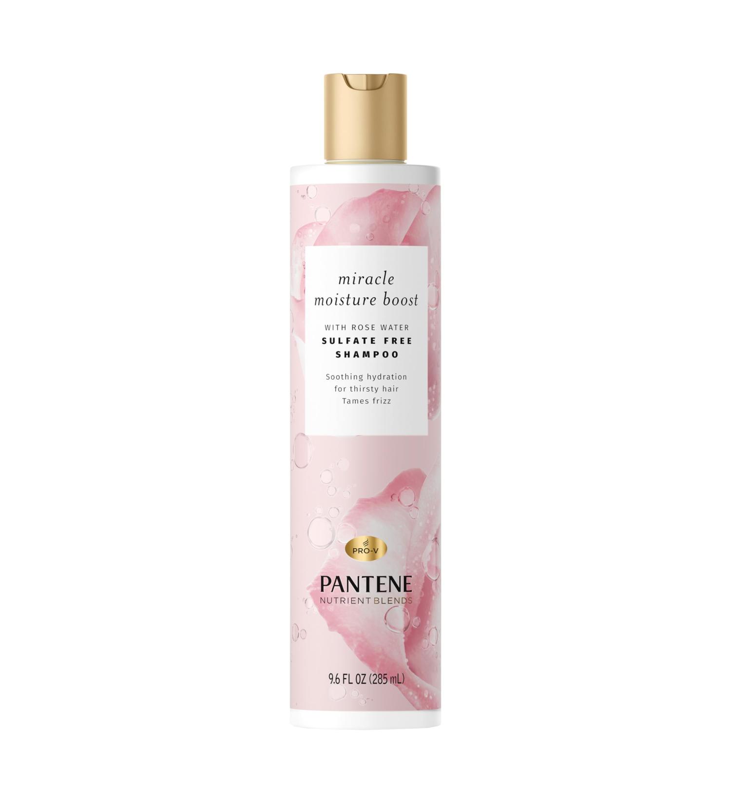 Pantene Nutrient Blends Miracle Moisture Boost Rose Water Shampoo for Dry Hair Sulfate-Free Paraben-Free Safe for Color-Treated Hair 285 mL Rose Water 285 ml (Pack of 1) - Buy Online on GoSupps.com