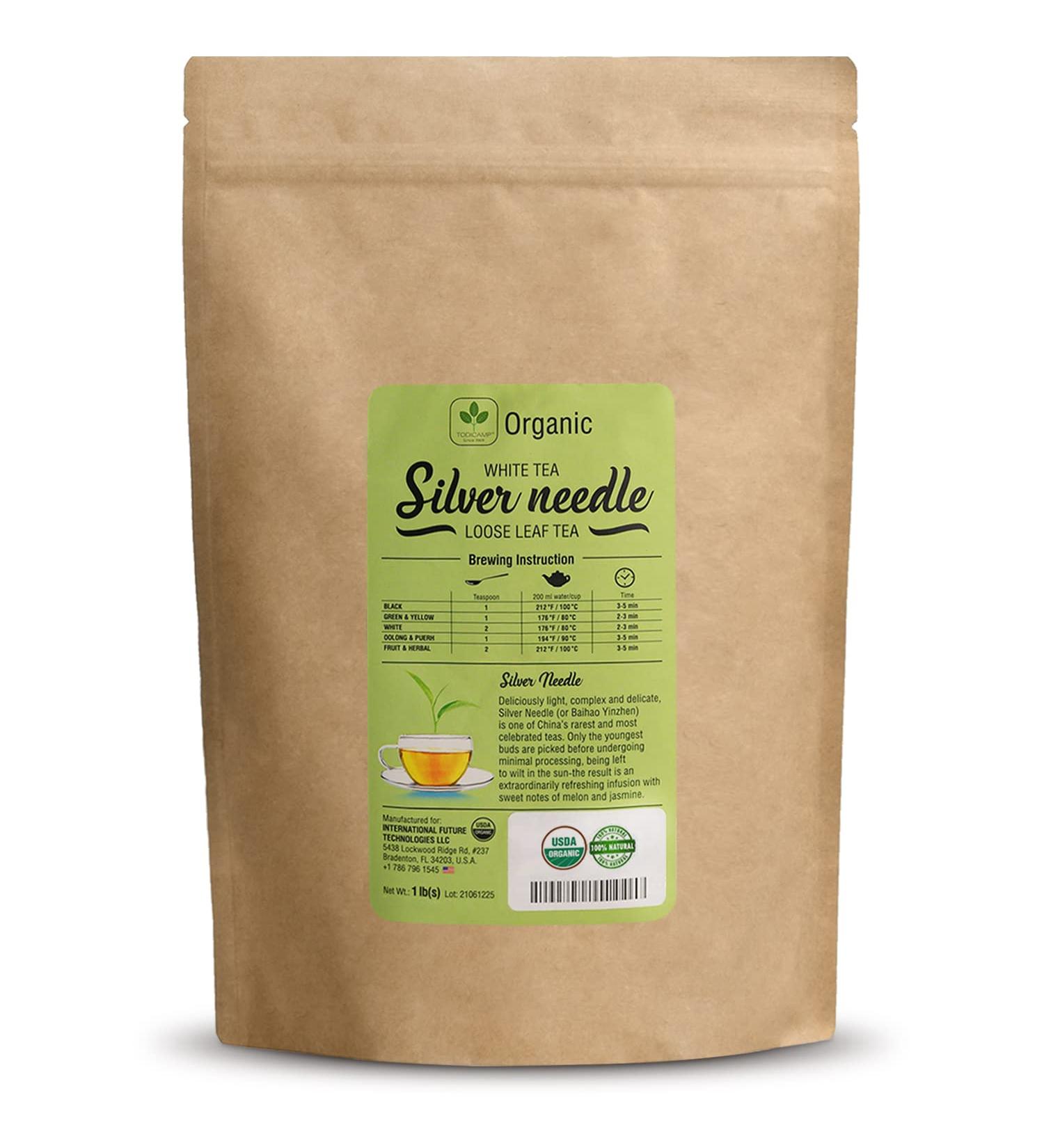 TODICAMP Organic Silver Needle Tea - Premium 1 LB Loose Leaf White Tea with Antioxidants - Buy Online on GoSupps.com