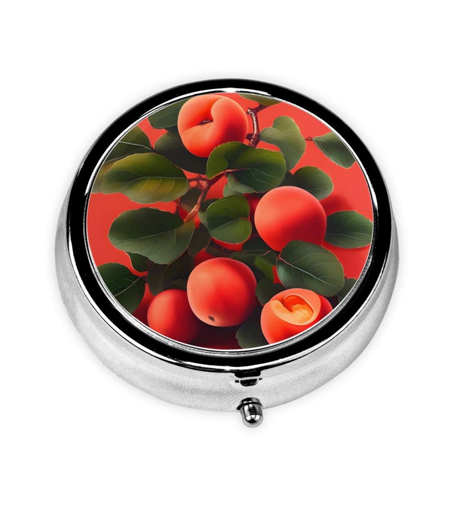 Red Apricot Round Pill Box - 3 Compartment Travel Organizer | Portable Pill Organizer for International Use - Buy Online on GoSupps.com