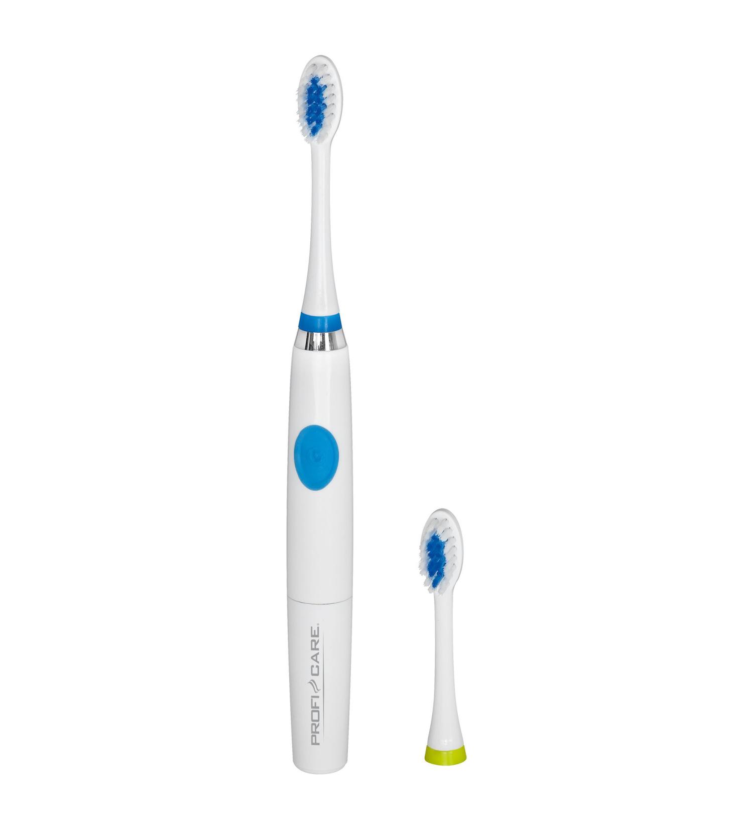 Proficare PC-EZS 3000 Electric Sound Toothbrush | Optimal Dental Care & Oral Hygiene | Includes 2 Butsiessents | Battery Operated | White-Blue - Buy Online on GoSupps.com