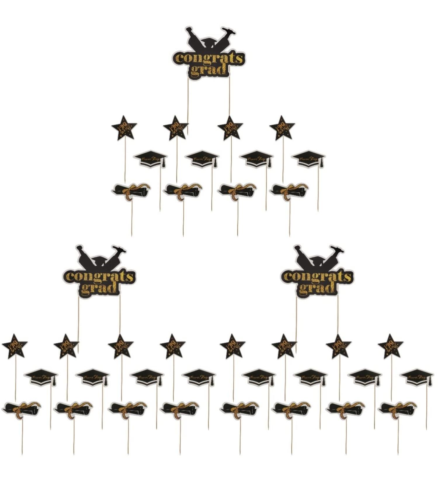 jojofuny 39 Pcs Insert Card Grad Cupcake Toppers Cake Decoration Party Supplies Grad Party Cupcake Toppers Graduation Cap Graduation Fruit Pick Decorative Topper Set The Paper Toothpick Blackx3pcs 20X14.5X0.1CMx3pcs - Buy Online on GoSupps.com