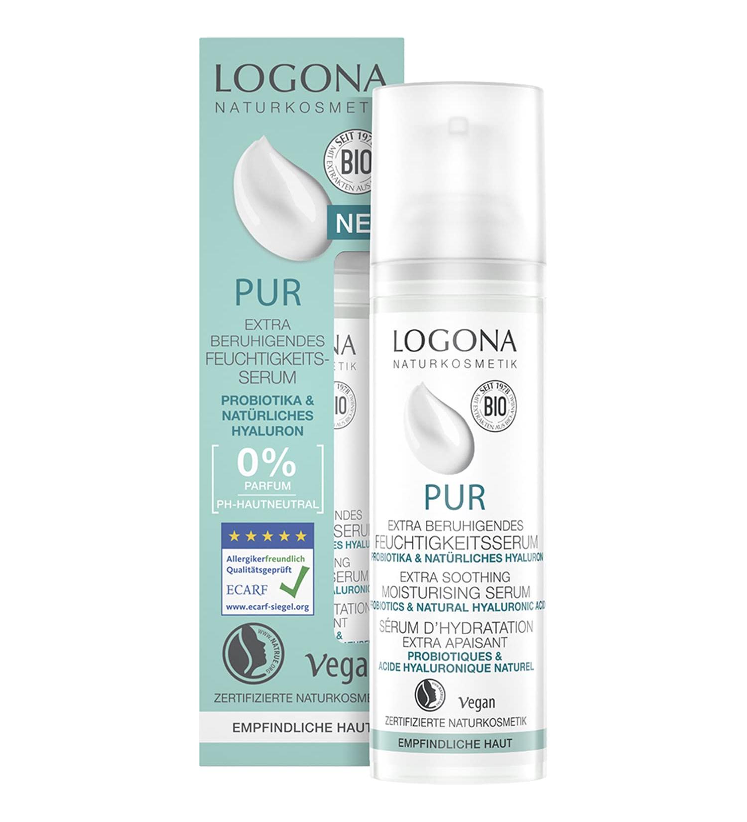  LOGONA Naturkosmetik Natural Hyaluronic Serum for Face Soothes Sensitive Skin & Intensely Hydrates Moisturizing Serum with Probiotics & Hyaluron LOGONA PUR Certified Natural Cosmetic Vegan 30 - Buy Online on GoSupps.com
