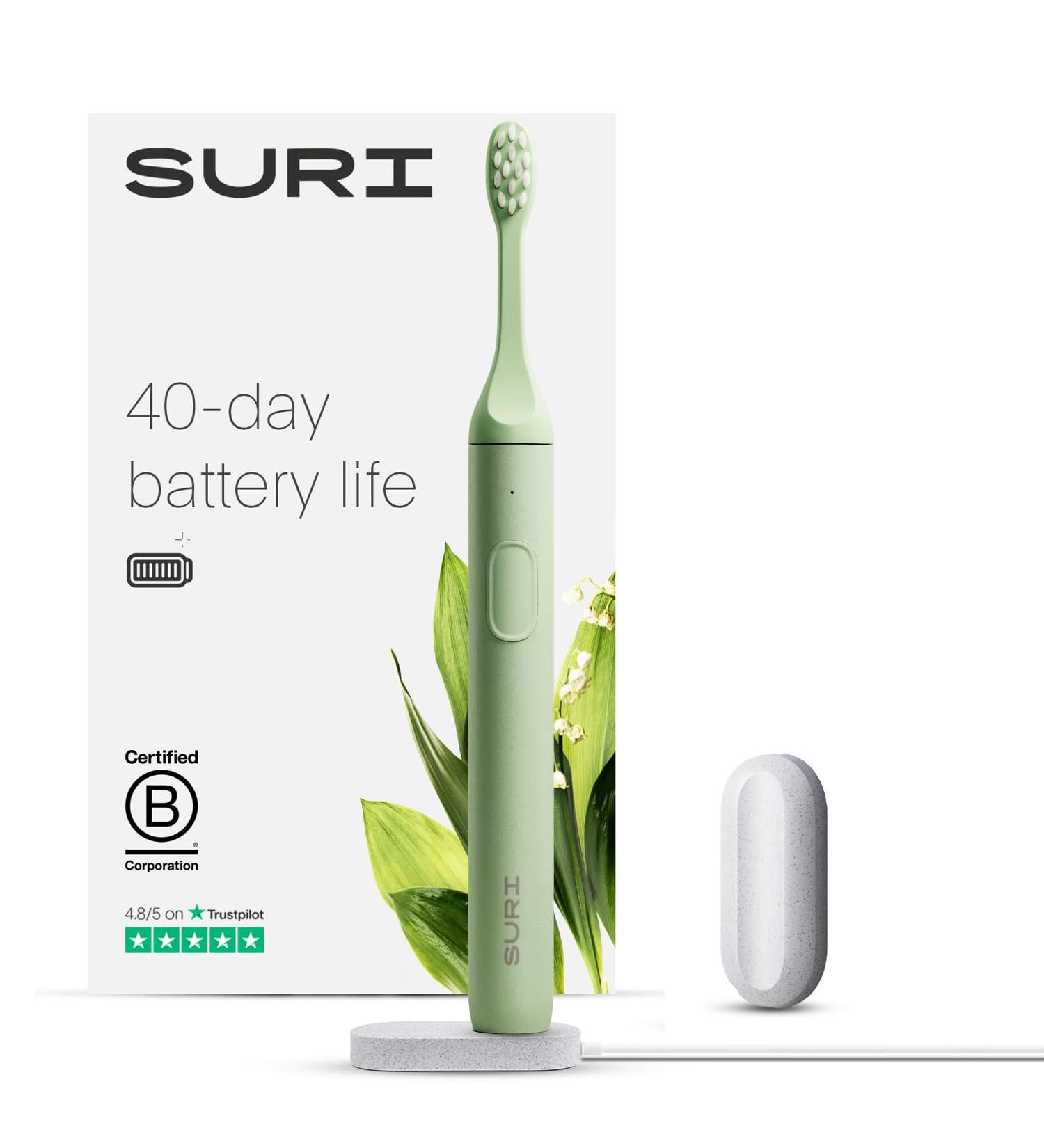SURI Sustainable Sonic Toothbrush - Eco-Friendly Electric Toothbrush - 2 Modes, IPX7 Waterproof - Winter Fern - Buy Online on GoSupps.com
