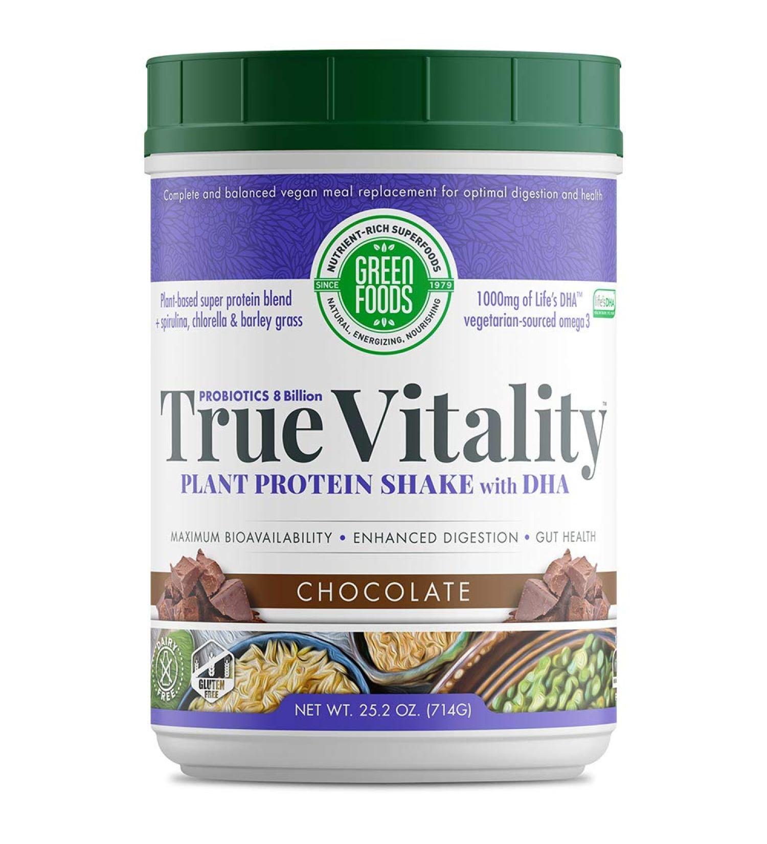 Green Foods True Vitality Chocolate Powder 25.2 oz - Nutrient-Rich Superfood - Buy Online on GoSupps.com