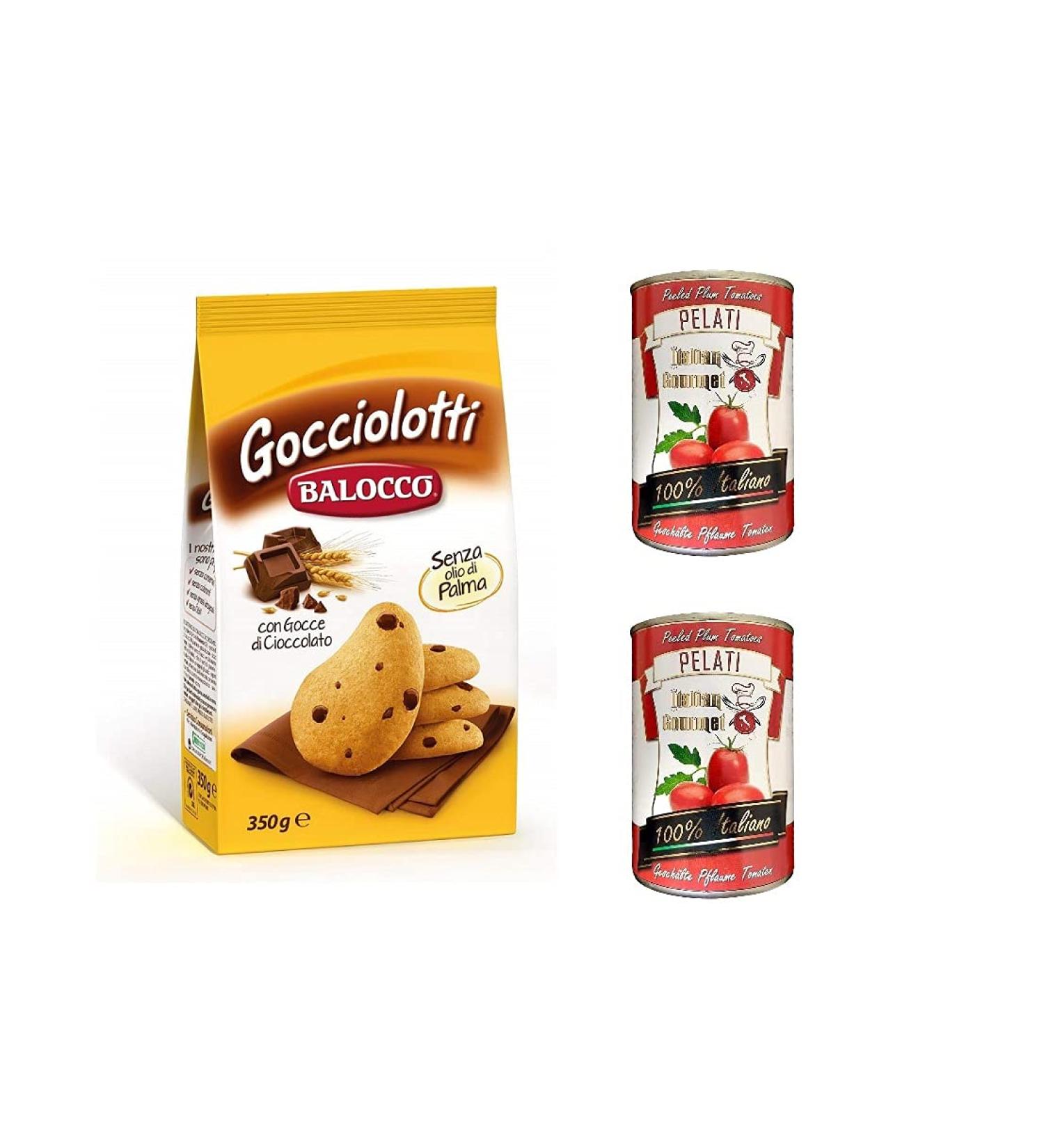  Italian Gourmet E.R. Balocco Gocciolotti Pack of 2 cans of Italian tomatoes with chocolate chips 350g + gourmet Italian 100% crushed Italian tomatoes 2 x 400g - Buy Online on GoSupps.com