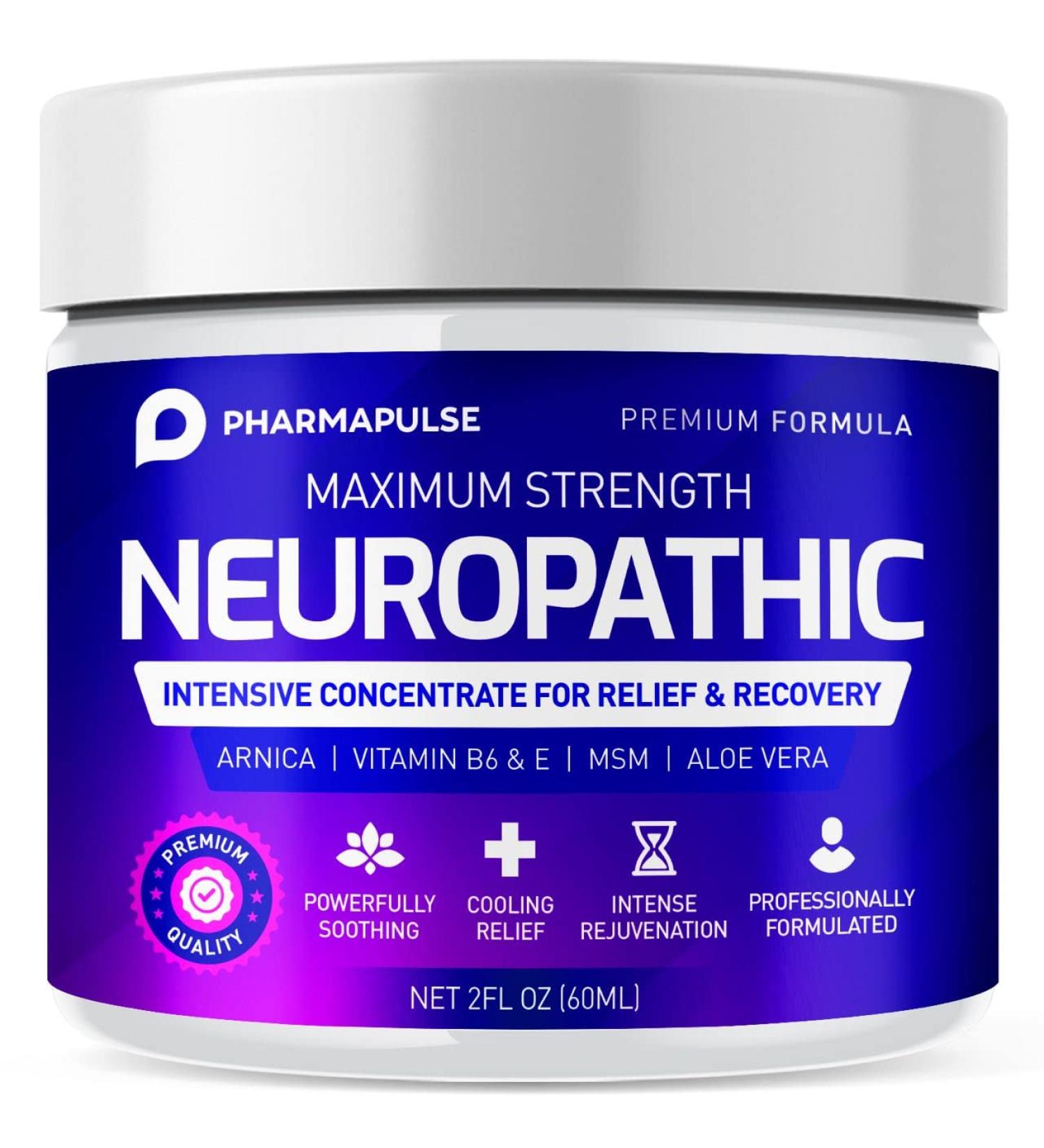 Neuropathy Nerve Therapy & Relief Cream - Maximum Strength Relief Cream for Foot Hands Legs Toes Includes Arnica Vitamin B6 Aloe Vera MSM - Scientifically Developed for Effective Relief 8oz