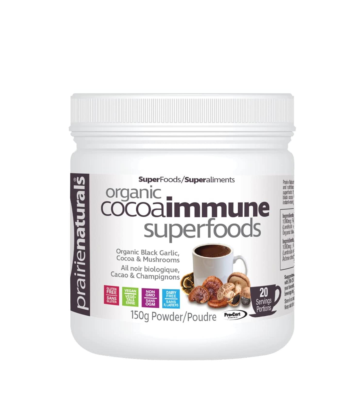 Prairie Naturals Organic CocoaImmune SuperFoods with Organic Black Garlic Cocoa and Mushrooms - 150 Gram - Buy Online on GoSupps.com