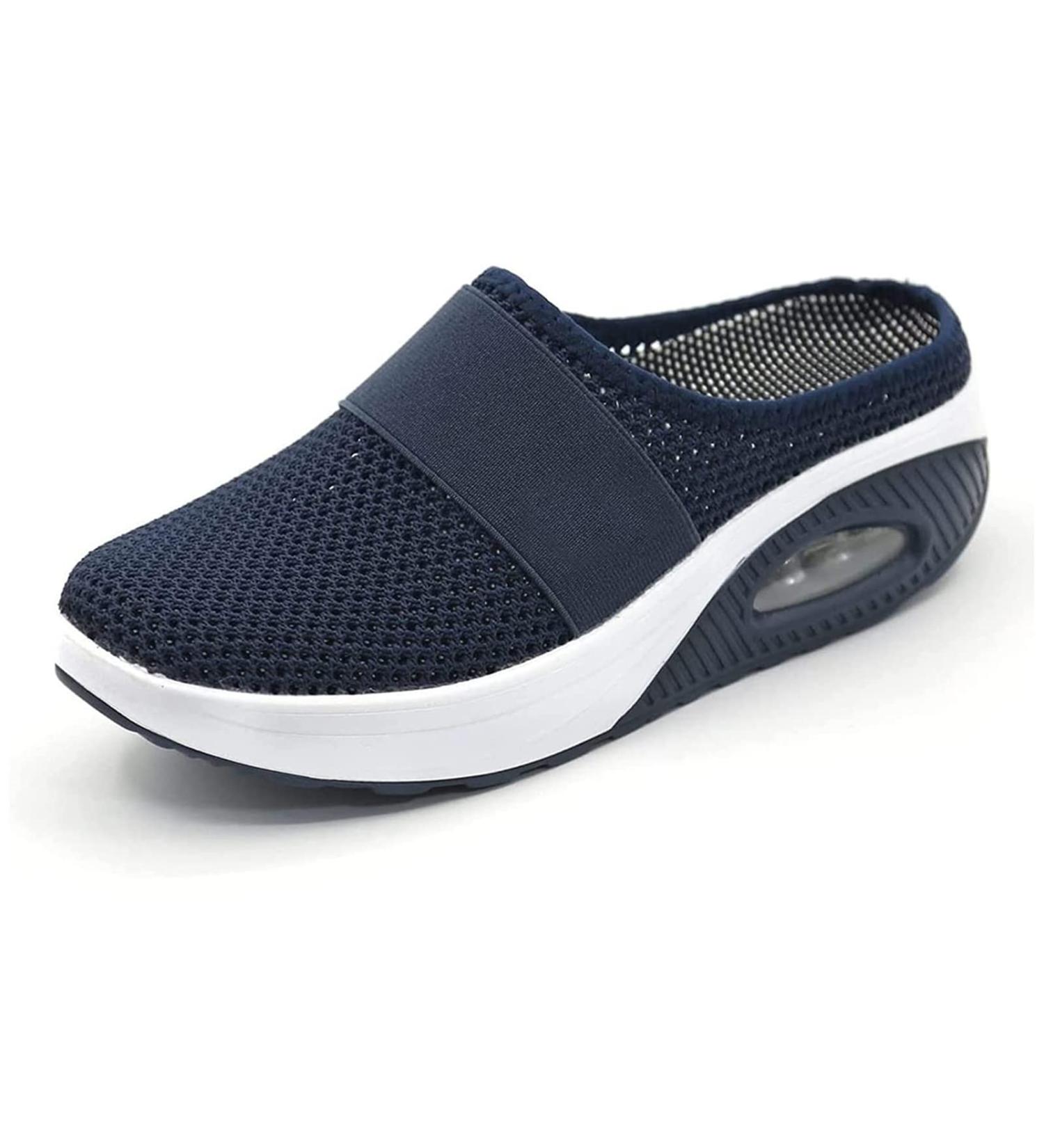 Diabetic Air Cushion Slip On Orthopedic Walking Shoes for Elderly Women - Navy Blue 5.5 - Buy Online on GoSupps.com