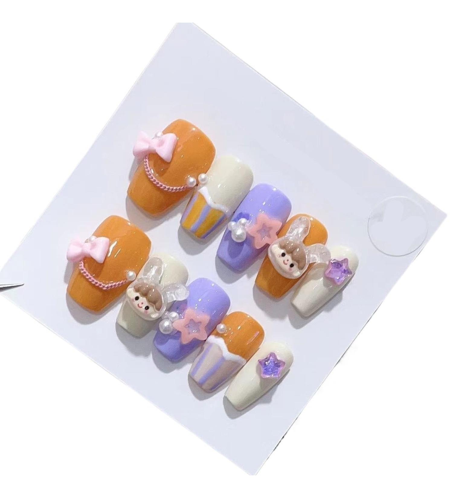 Handmade Long and Short Nail Patches for Artificial Nail Enhancement(Color:19555 Size:XS) - Buy Online on GoSupps.com