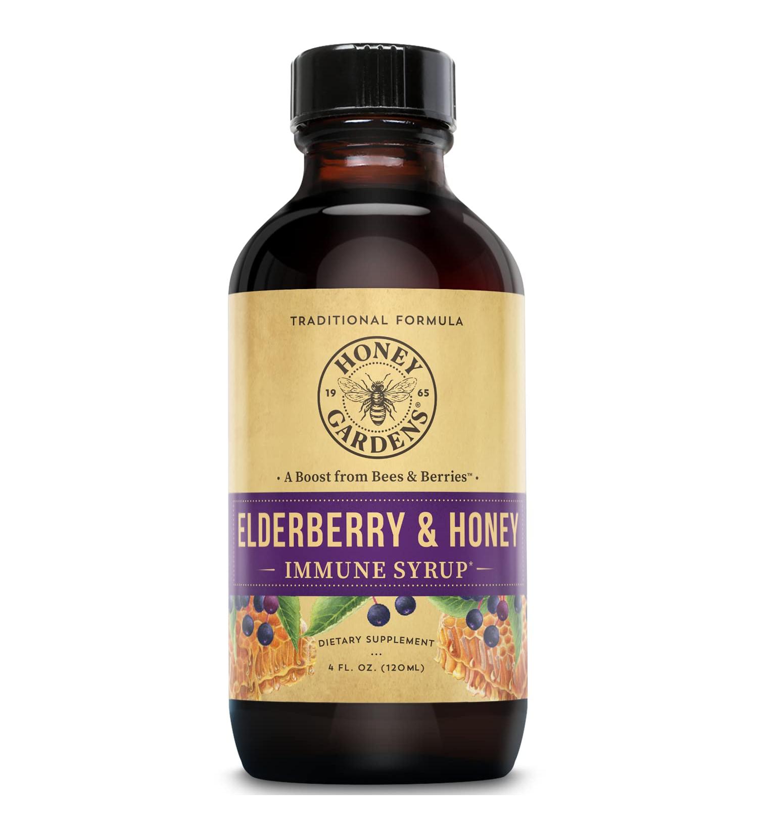 Elderberry Syrup with Apitherapy Raw Honey - Honey Gardens - Buy Online on GoSupps.com