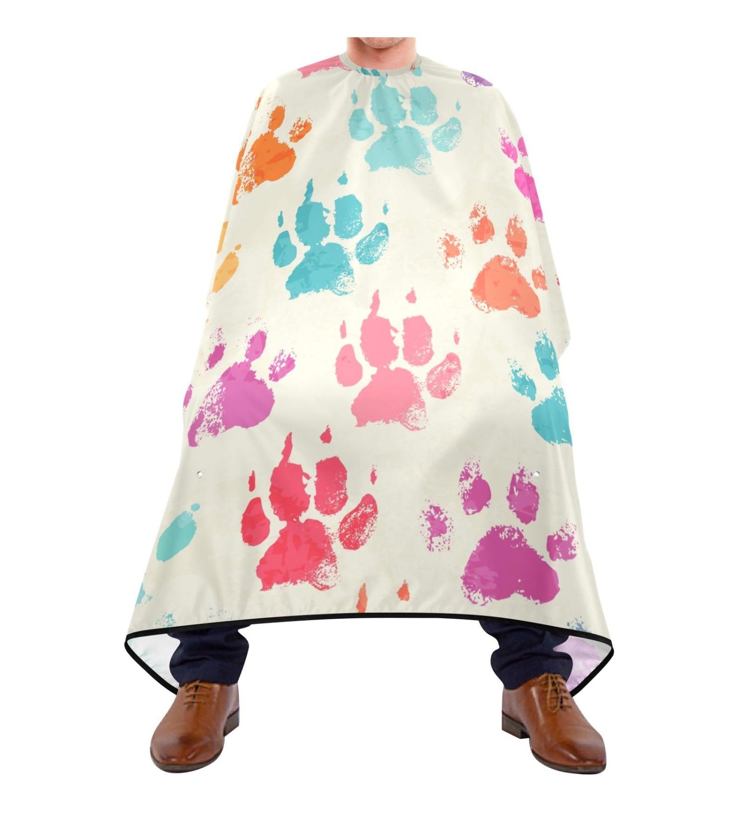 Waterproof Barber Cape - Cute Cat's Paw Pattern & Cheetah Haircut Bib for Men & Women | Unisex Hair Cutting Cape - Buy Online on GoSupps.com