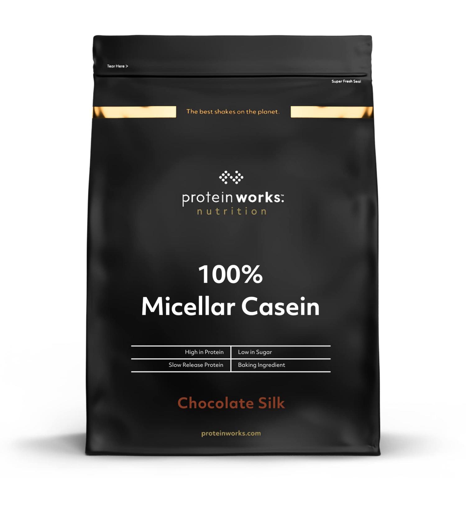 100% Micellar Casein Chocolate Silk | The Protein Works 500g | Ideal Shake for Overnight Regeneration - Buy Online on GoSupps.com