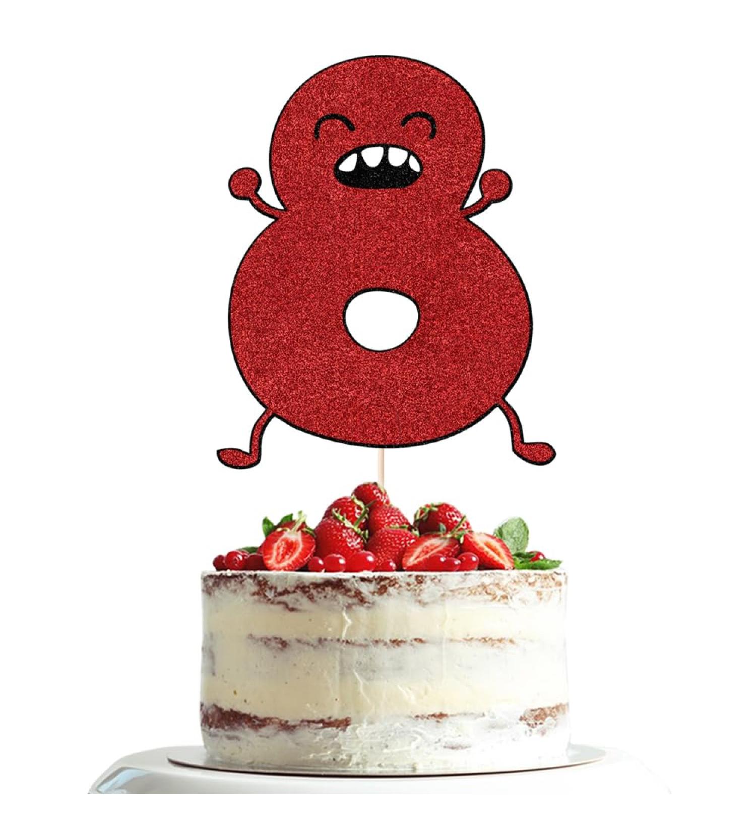 Monster Bash - Dessert Cupcake Toppers - Little Monster 8th Birthday Party or Baby Shower Birthday Party Decorations red flash - Buy Online on GoSupps.com