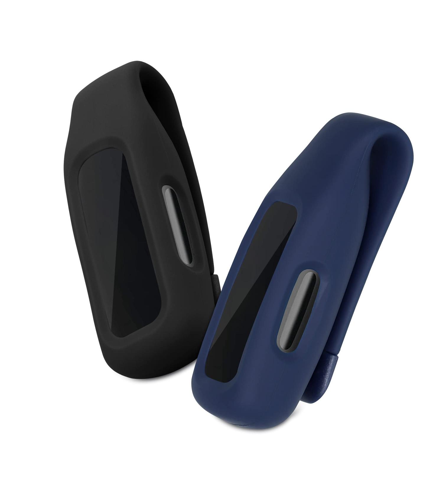 kwmobile 2X Clip Holders Compatible with Fitbit Inspire 3 / Inspire 2 / Ace 3 - Clip-On Holder Replacement Set - Black/Dark Blue black / dark blue - Buy Online on GoSupps.com