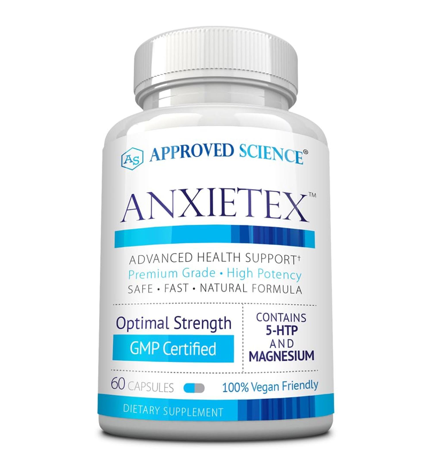 Approved Science Anxietex - Calm and Relaxation - L-Theanine and Magnesium - 60 Capsules - Vegan Friendly - 1 Month Supply 60 Count (Pack of 1) - Buy Online on GoSupps.com