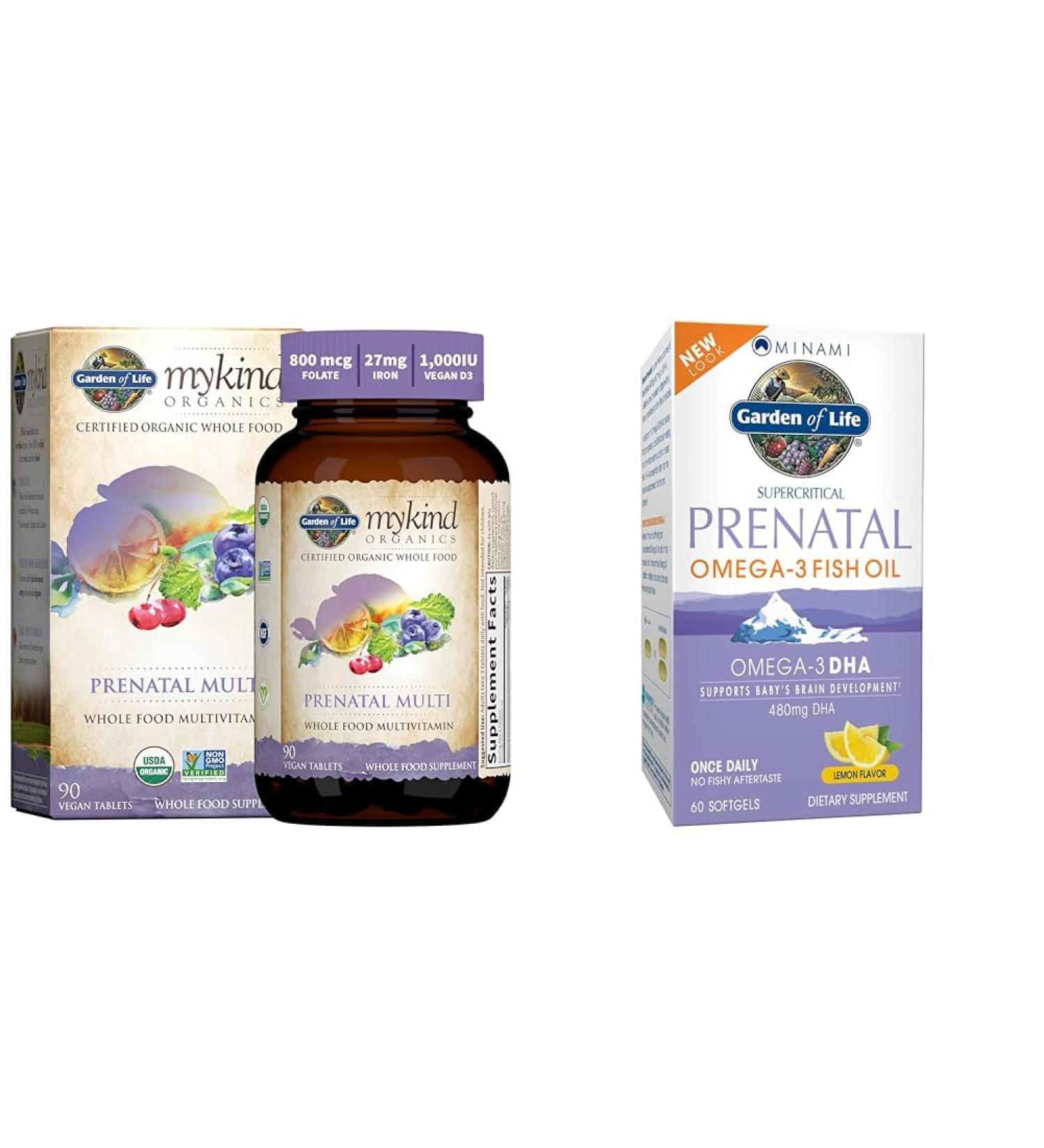 Garden of Life Women s Prenatal Multivitamin with Vitamin D3 B6 B12 C & Iron & Prenatal DHA Omega 3 Fish Oil - Minami Natural Prenatal 60 Softgels - Buy Online on GoSupps.com