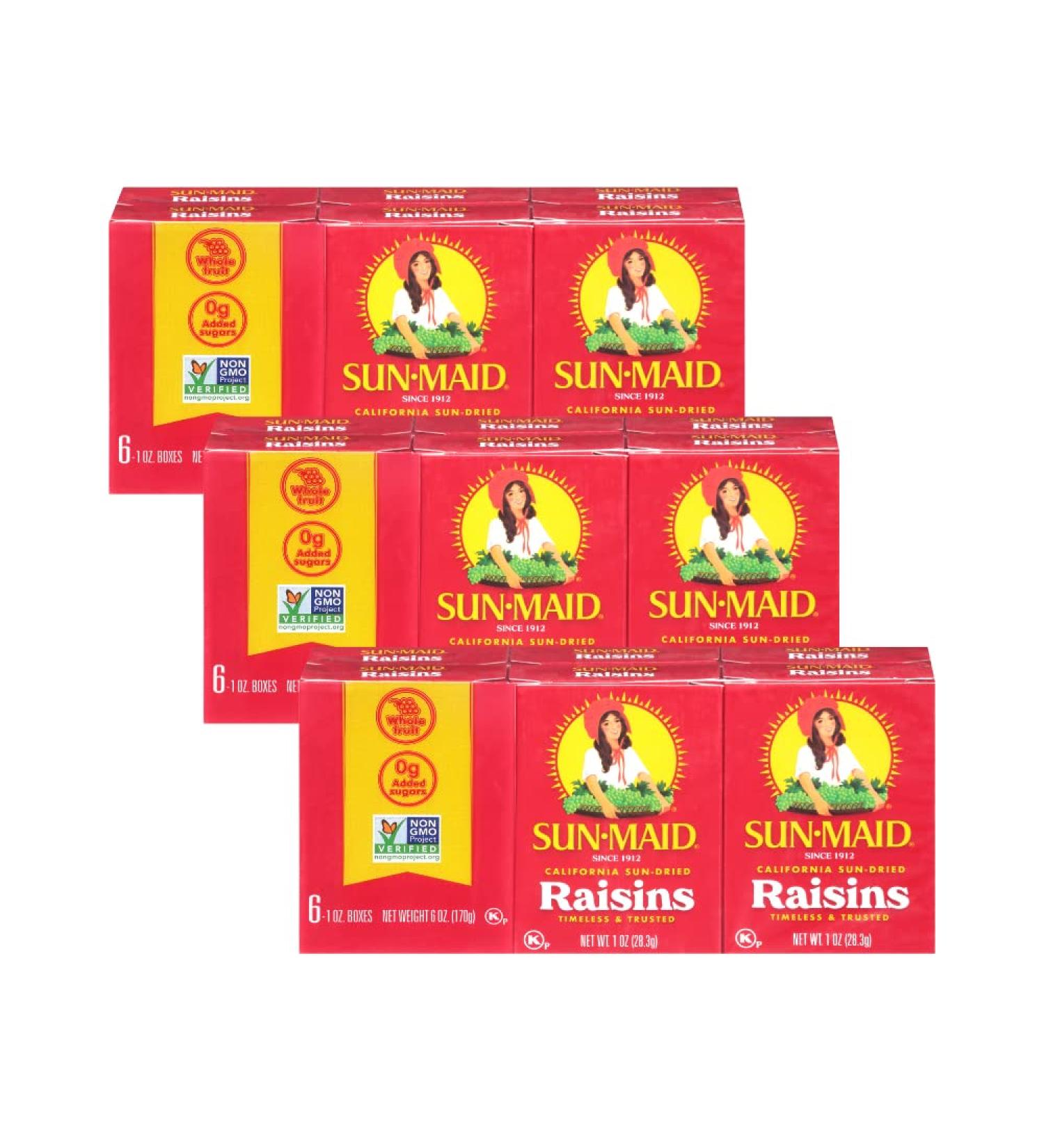 Sun-Maid Natural Raisins 6 Count (3 Pack) - 0.87 oz - Delicious & Nutritious Snack - Buy Online on GoSupps.com
