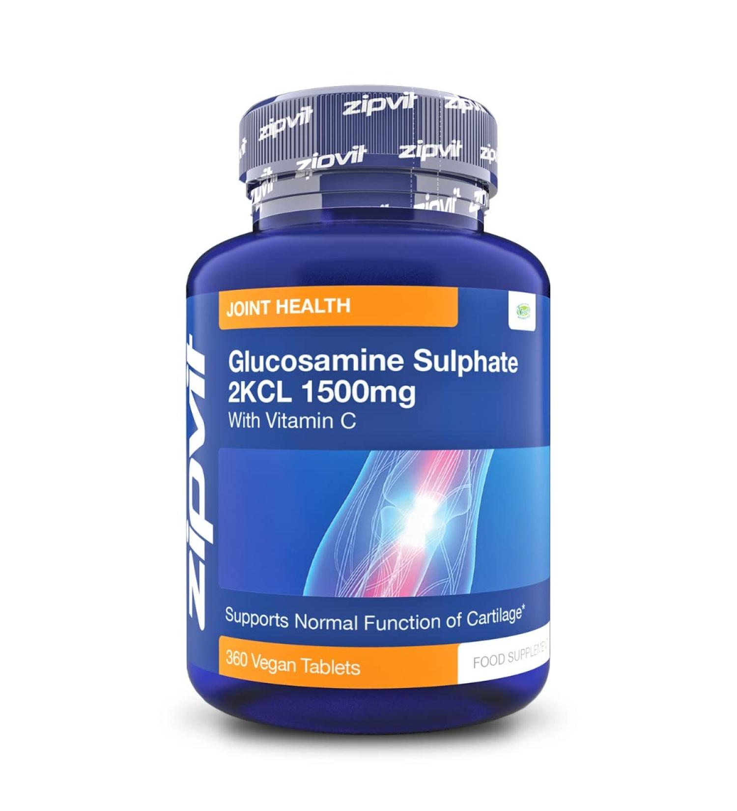 Glucosamine Sulphate 1500mg with Vitamin C | 360 Vegan Tablets | Joint Cartilage Support | 12 Month Supply from UK Supplier - Buy Online on GoSupps.com