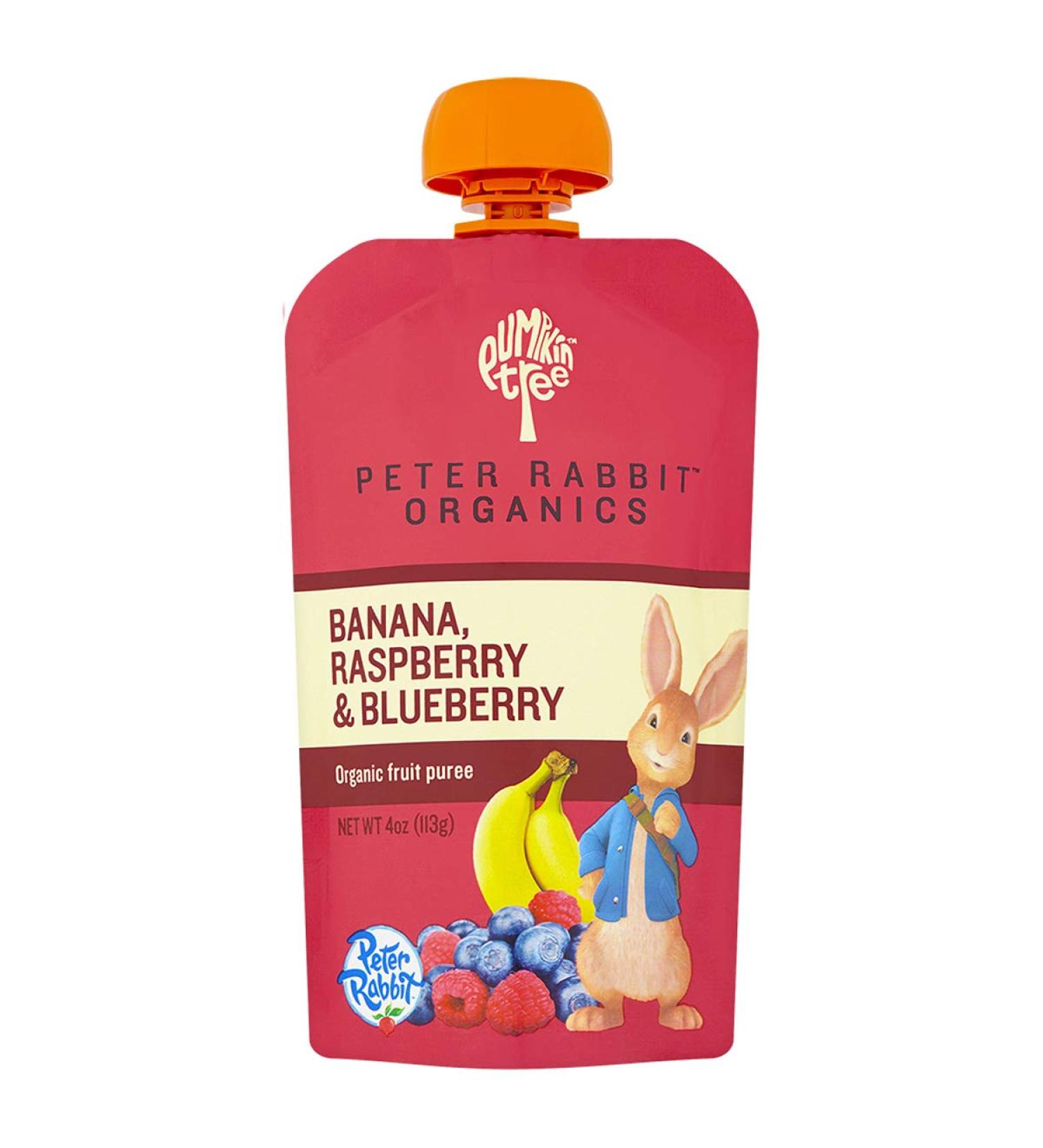 Pumpkin Tree Peter Rabbit Organics Super Oats & Seeds Puree Squeeze Pouch - Banana Raspberry Blueberry 4oz (Pack of 10) - Buy Online on GoSupps.com
