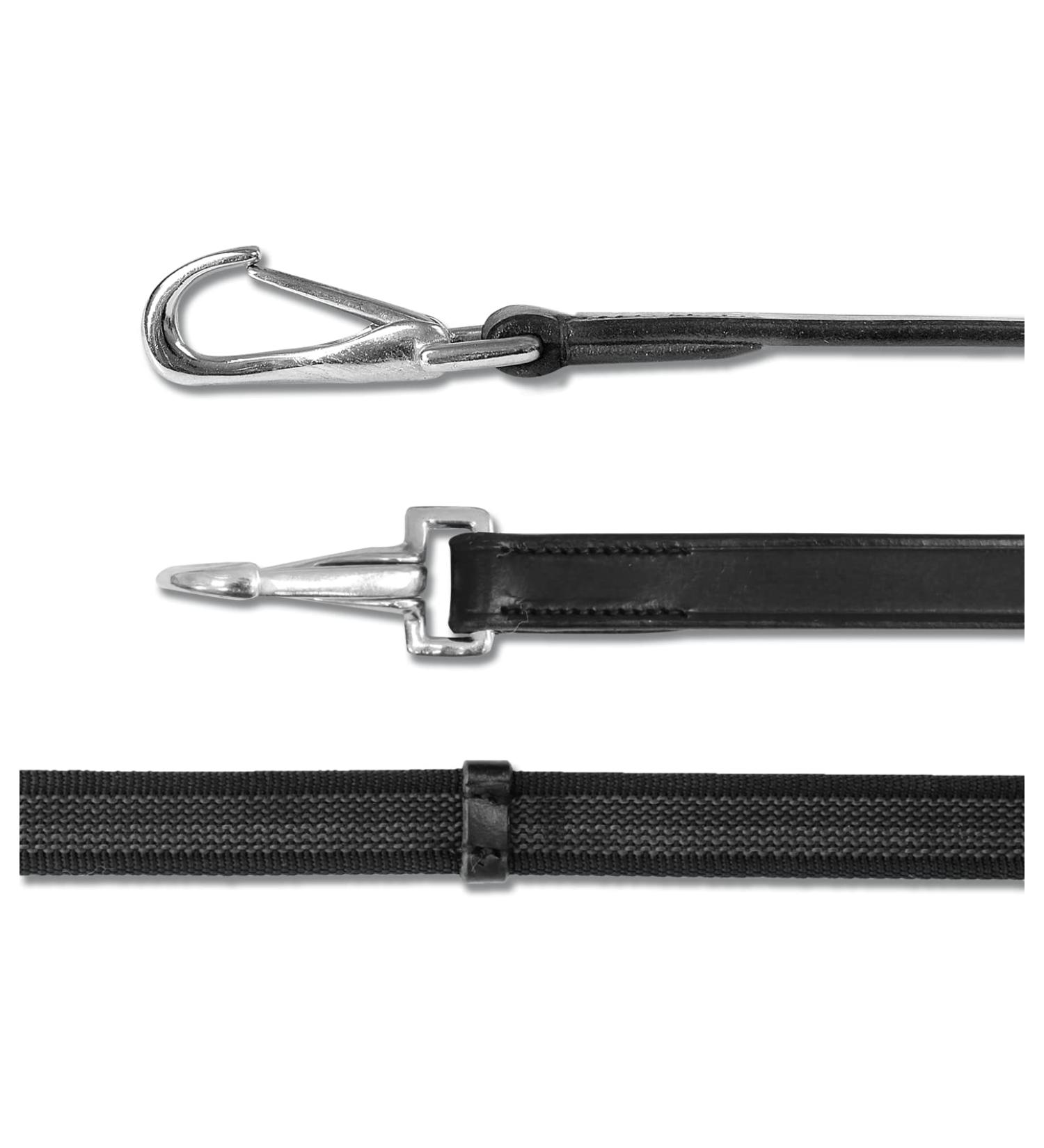 WALDHAUSEN Horse Fashion Anti Slip Reins with Carabiner Black Warmblood