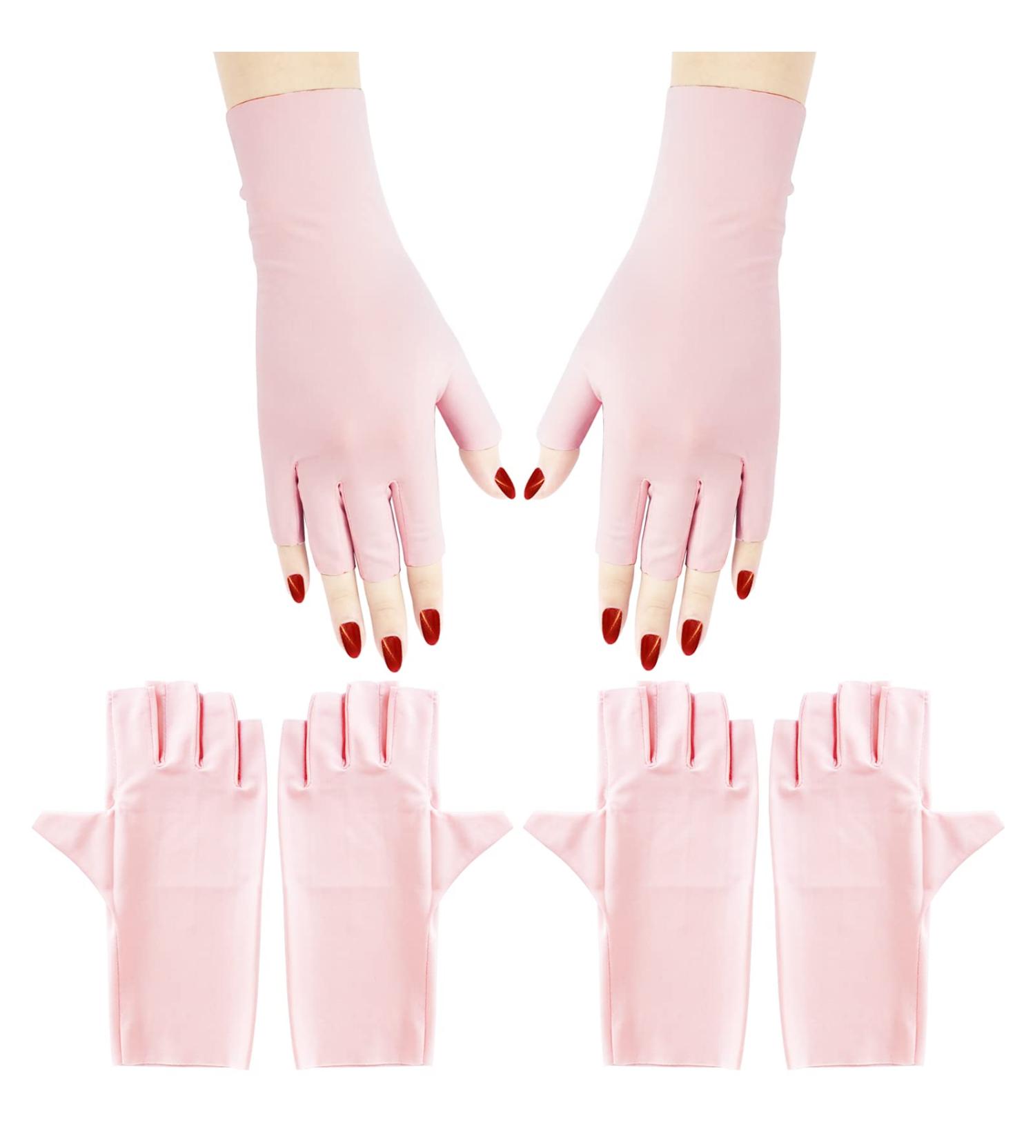 Arqumi UV Gel Nail Dryer Gloves - 2 Pairs | Anti-UV Protection for Gel Manicures | Fingerless Pink UV Gloves - Buy Online on GoSupps.com