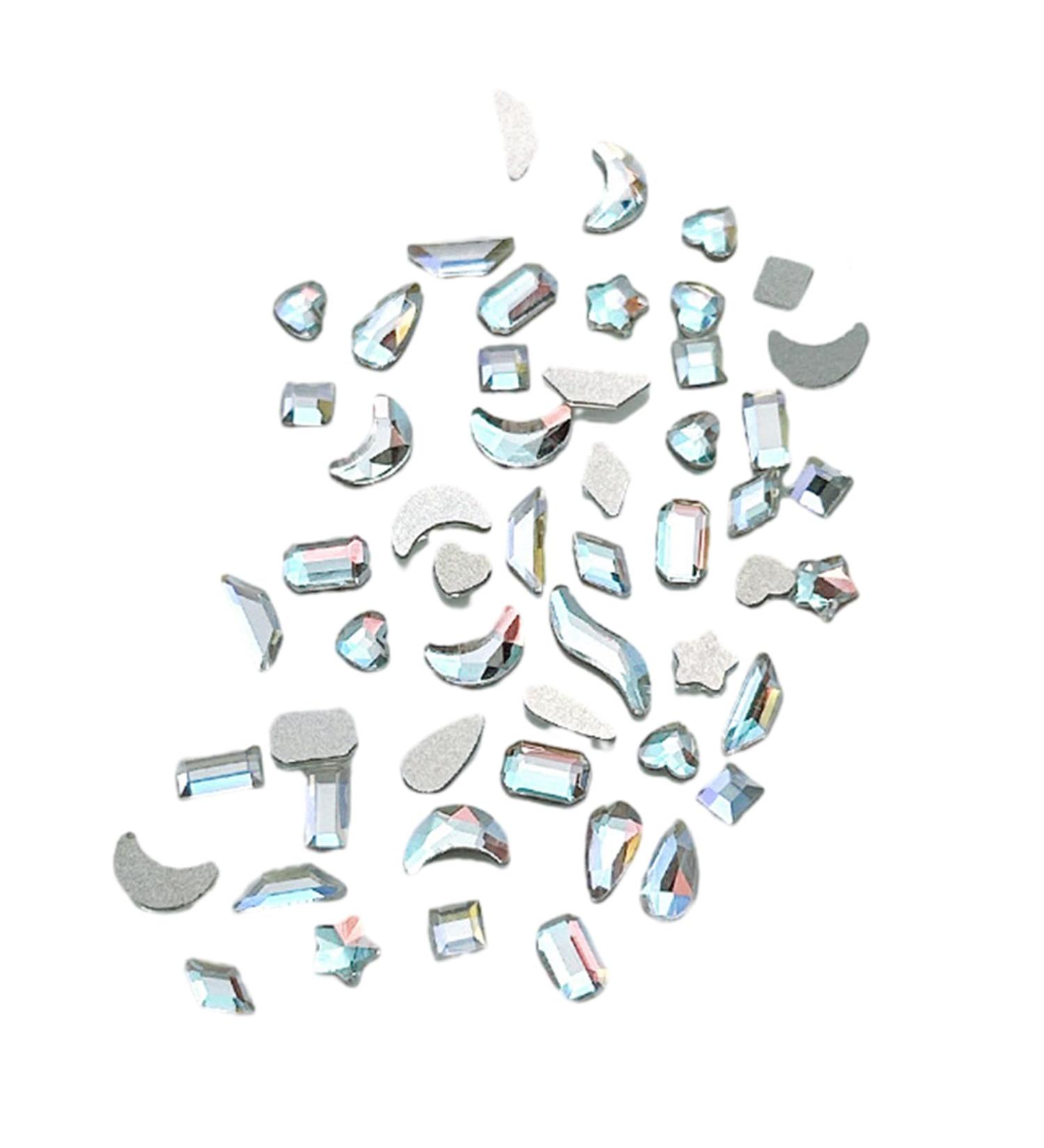 FEIlei 100Pcs Mixed Glass Crystal Hybrid Diamond Rhinestones Nail Art Decorations Drop Rhombus Flatback Stones 3D Gems - Buy Online on GoSupps.com