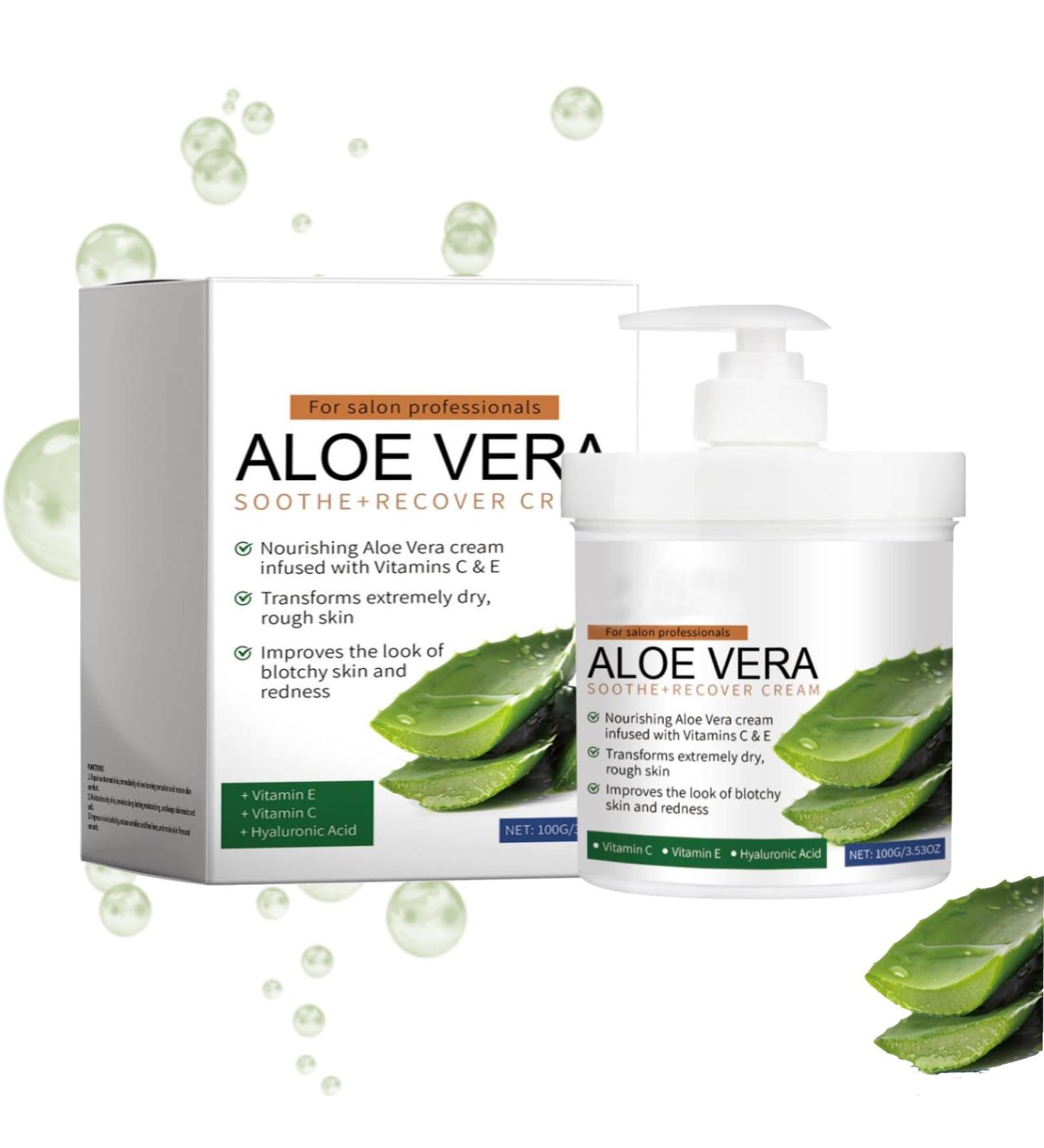 Aloe Vera Skin Care Products Gel Aloe Vera Lotion Sun Burn Recovery Cream After Sun Body Lotion Vitamin C + Hyaluronic Acid Sun Damaged Skin Repair Moisturizing Cream (1) - Buy Online on GoSupps.com