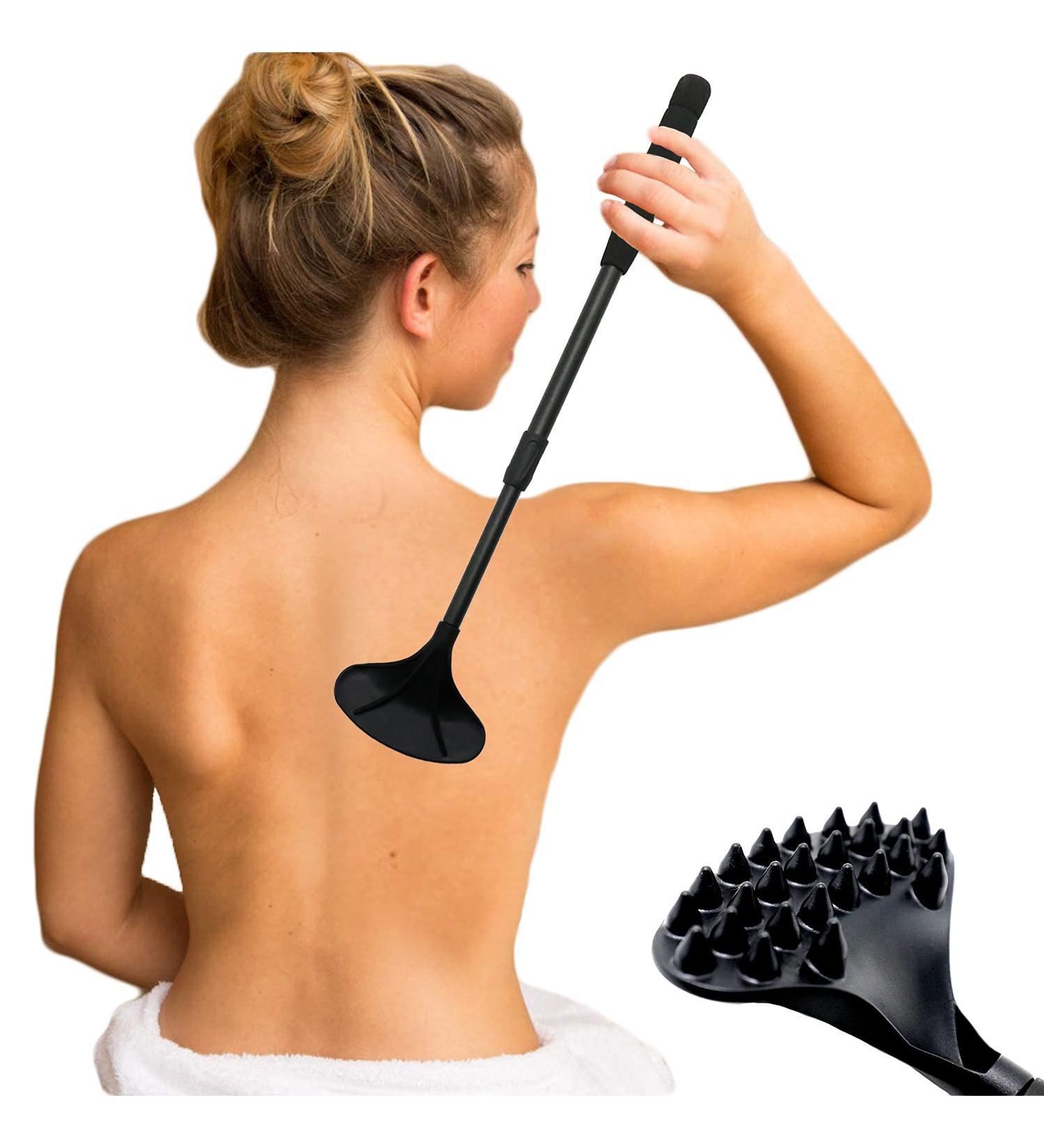 EASACE 21inch Extendable Back Scratcher with Strong ABS Massage Head - Compact & Retractable - Ideal for Adults and Pets (Black) - Buy Online on GoSupps.com