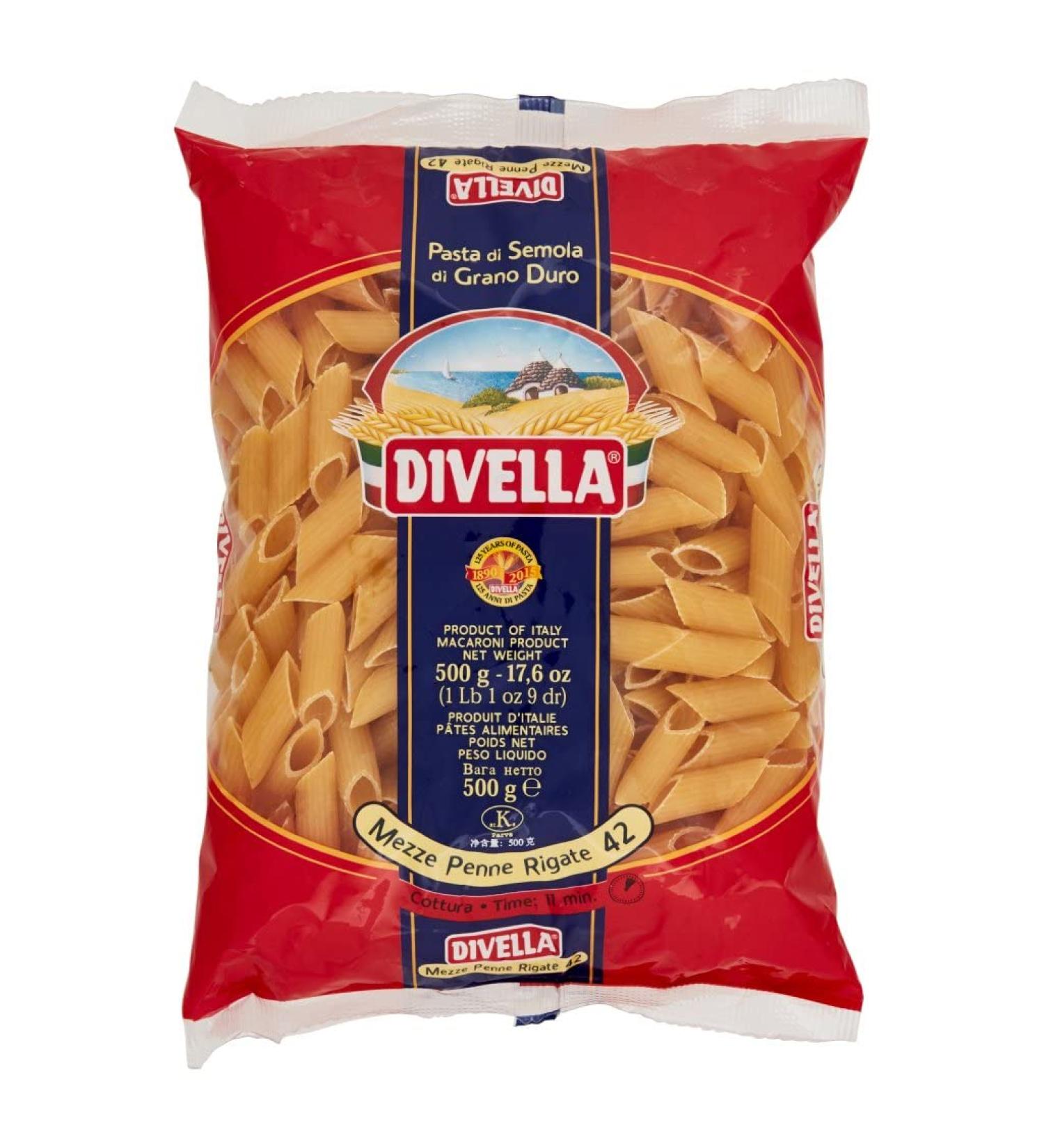  Italian Gourmet E.R. Divella Mezze Penne Rigate No. 42 Pack of 10 durum wheat semolina pasta 500g + Italian Gourmet Polpa di Pomodoro 400g - Buy Online on GoSupps.com