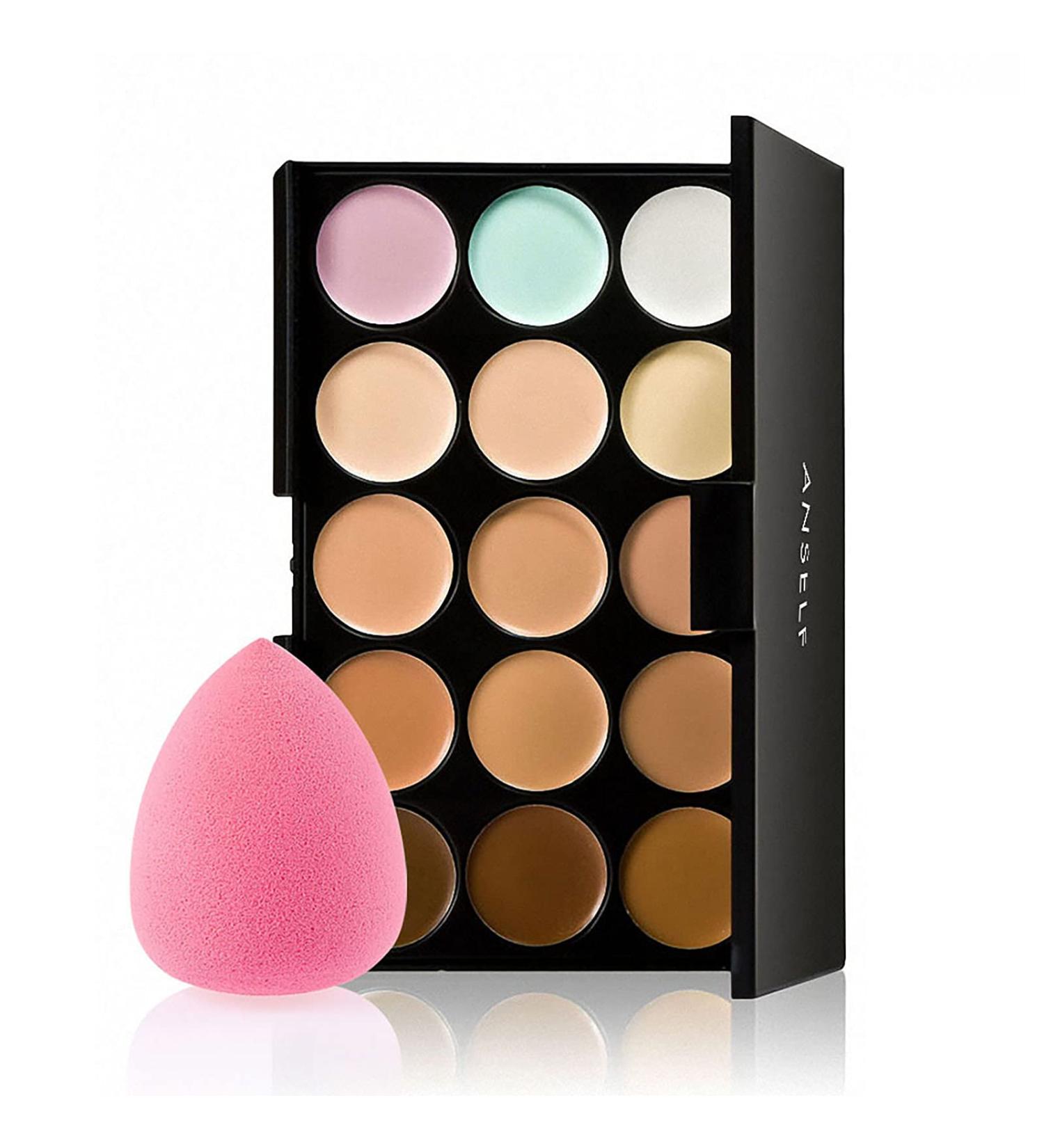 Anself Concealer Corrector Palette - 15 Shades Camouflage Makeup Contouring Highlighter & Oval Brush | International Shipping Available - Buy Online on GoSupps.com