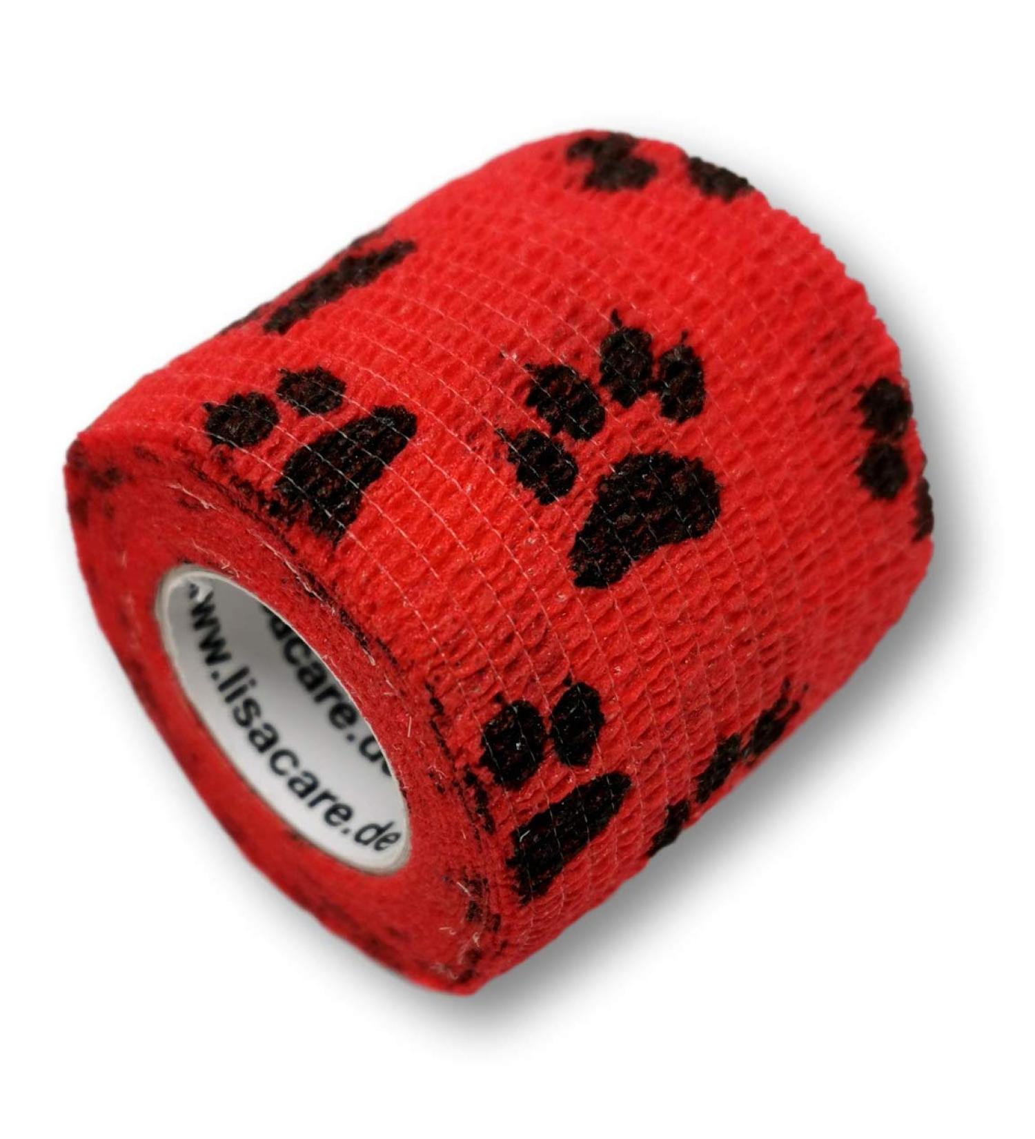 Lisacare Waterproof & Self-Adhering Elastic Bandage for Pets & Horses - 2 Rolls (5cm Wide) - Paw Red - Huge Color & Motif Selection - Buy Online on GoSupps.com