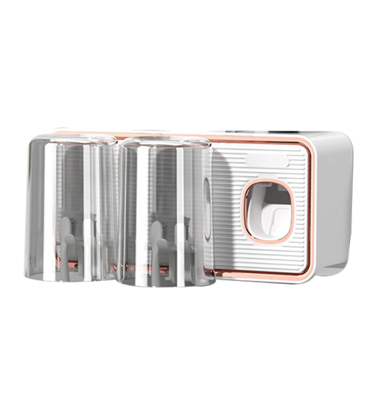 Tyenaza Toothbrush Caddy | Drill-Free Toothbrush Storage Rack with Automatic Toothpaste Pump | White | International Shipping Available - Buy Online on GoSupps.com