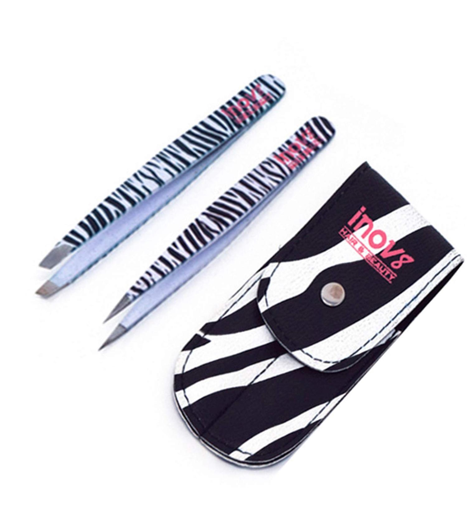 Eyebrow Tweezers Pointed & Slanted Tip - Plucking 2 Pieces Set for Ingrown Hair and Facial Hair - Plucking Chin and Facial Hair and Removing Splinter - Buy Online on GoSupps.com