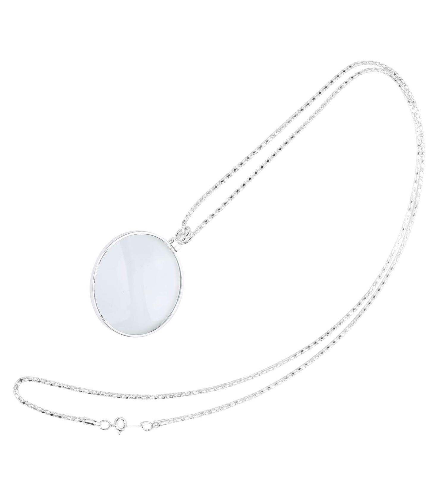 Necklace Magnifying Glass Magnifying Glass Safe Magnifying Glass with Chain Reading Magnifier for Reading for Working (Silver) - Buy Online on GoSupps.com