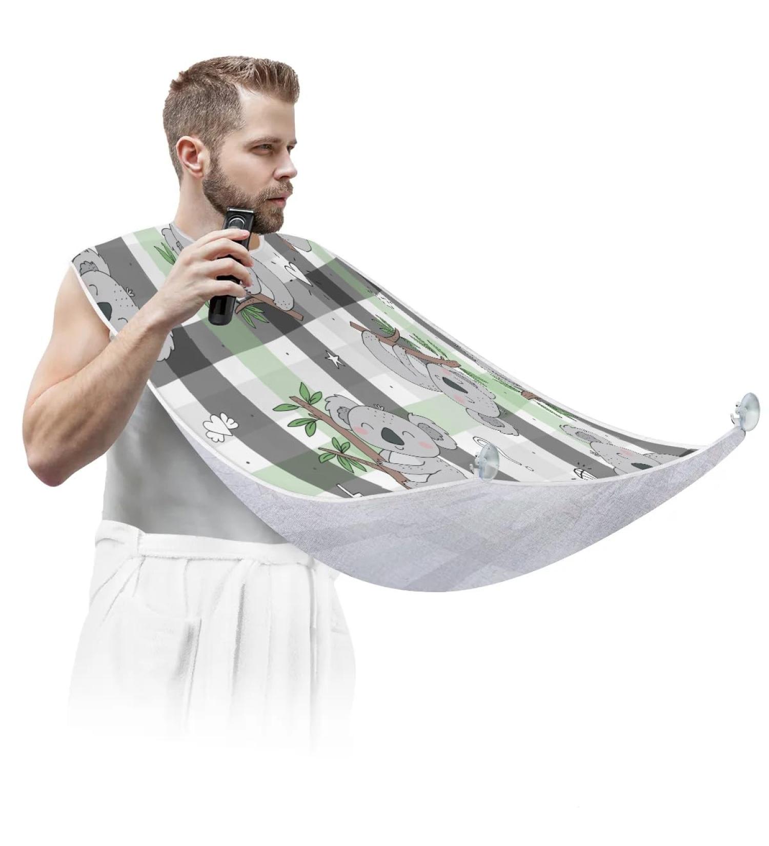 Cute Koalas Beard Bib Apron - Non-Stick Waterproof Hair Catcher for Men | Grooming Cape with Suction Cups | Perfect Gift for Shaving & Trimming - Buy Online on GoSupps.com