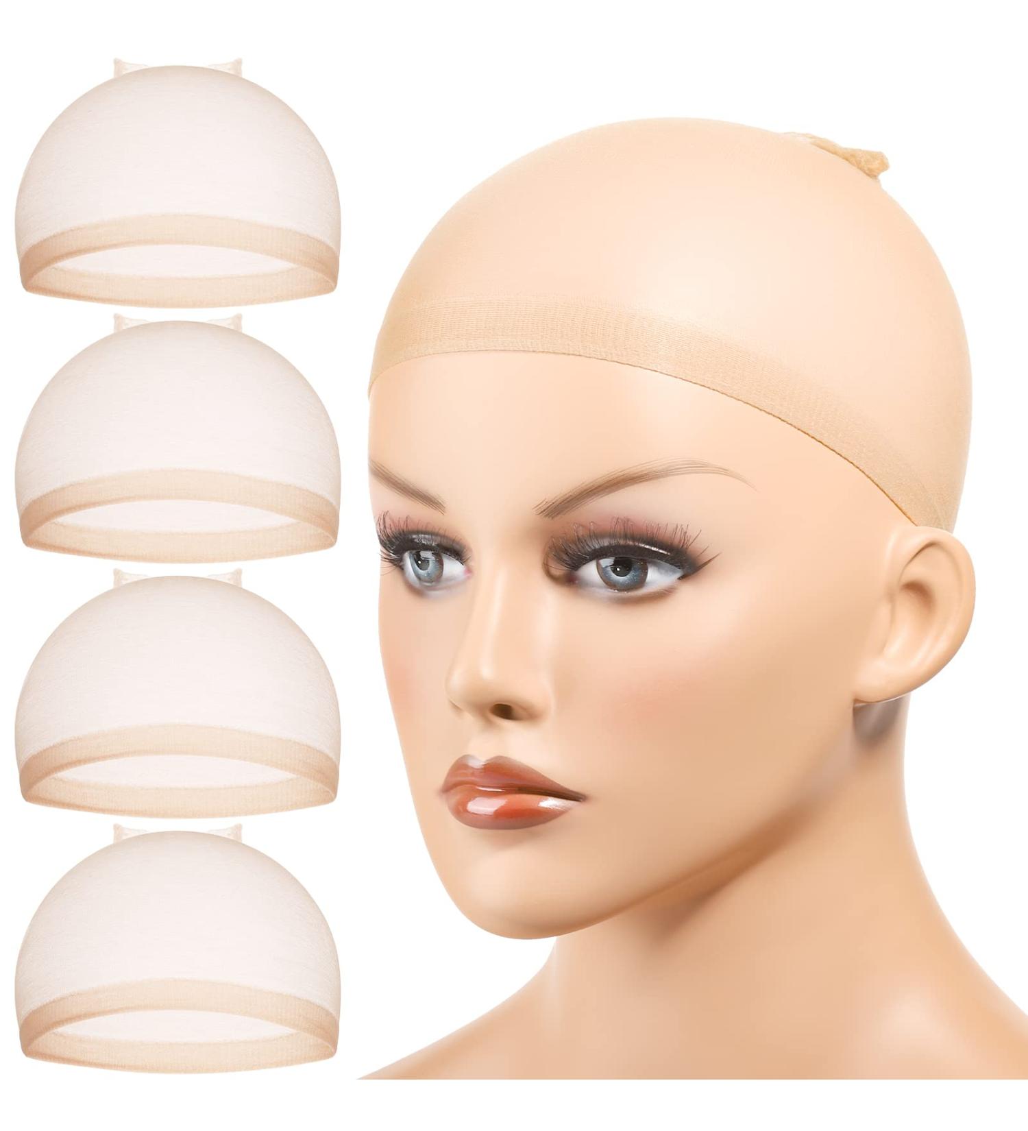 Fandamei HD Wig Caps 4PCS - Ultra Thin & Invisible Light Brown Nylon Caps for Women | Stretchy & Comfortable Transparent HD Caps for Lace Front Wigs | Summer Essential - Buy Online on GoSupps.com