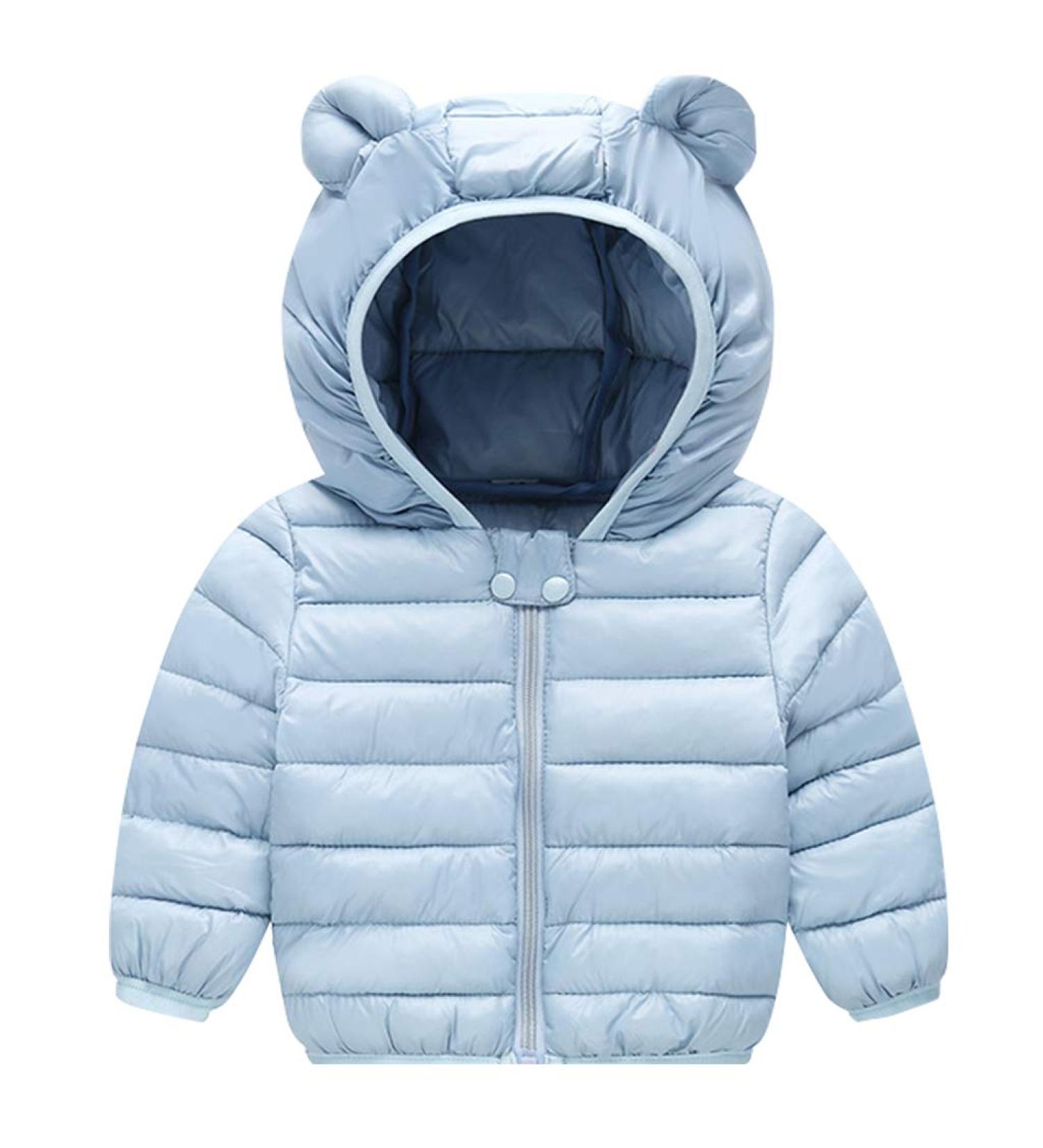 Kids Blue Puffer Jacket | Winter Hooded Coat for Boys & Girls 3-4 Years - Buy Online on GoSupps.com