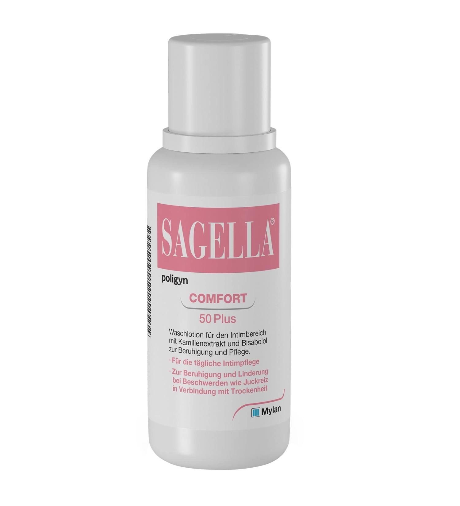 Sagella Poligyn Comfort 50 Plus - Intimwaschlotion with Chamomile & Bisabolol for Menopause Care | 500 ml - International Shipping Available - Buy Online on GoSupps.com