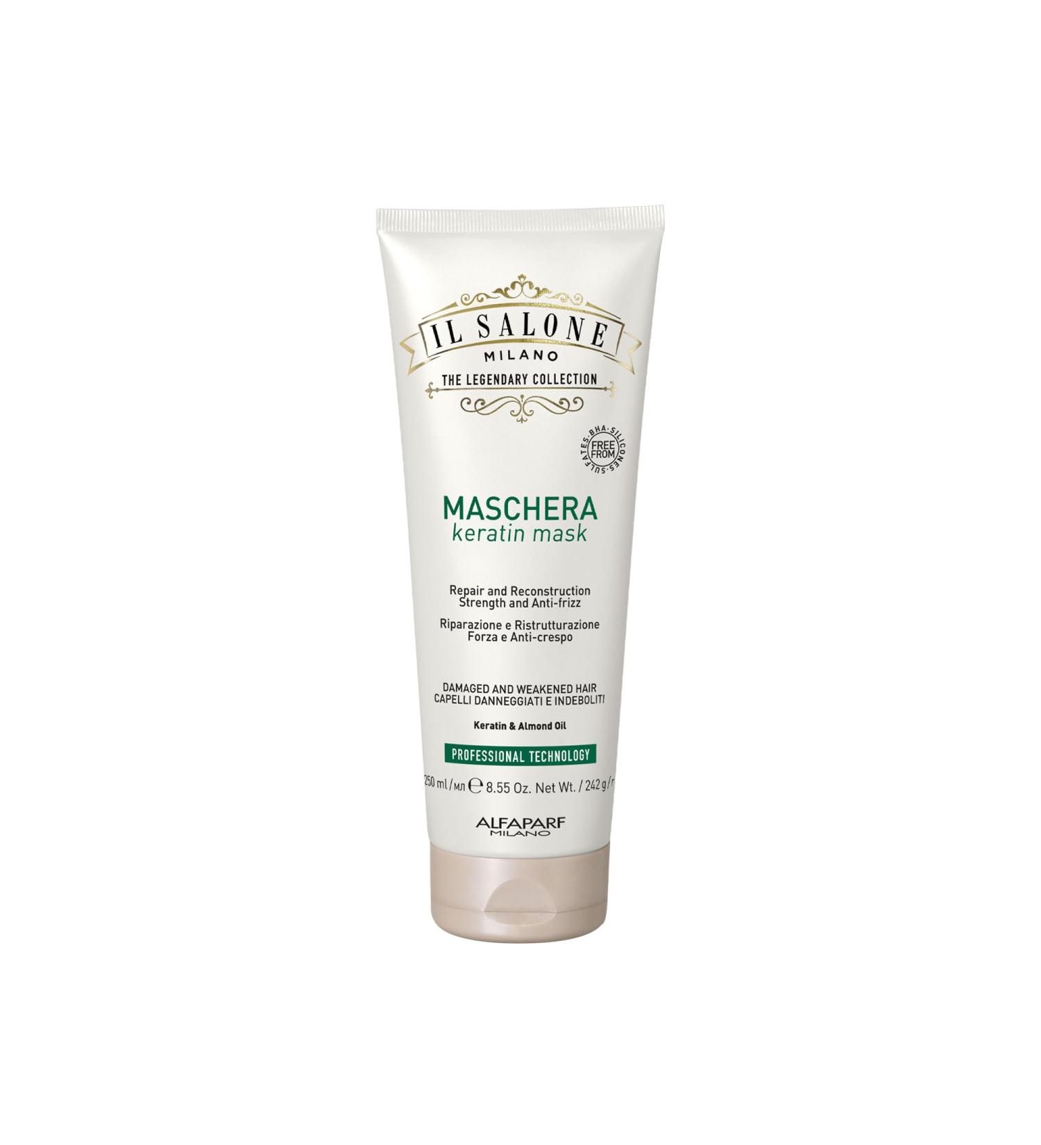 Il Salone Professional Keratin Hair Mask - Repair & Hydrate Damaged Hair with Almond Oil & Vitamin E (8.55 oz) - Best International Shipping - Buy Online on GoSupps.com
