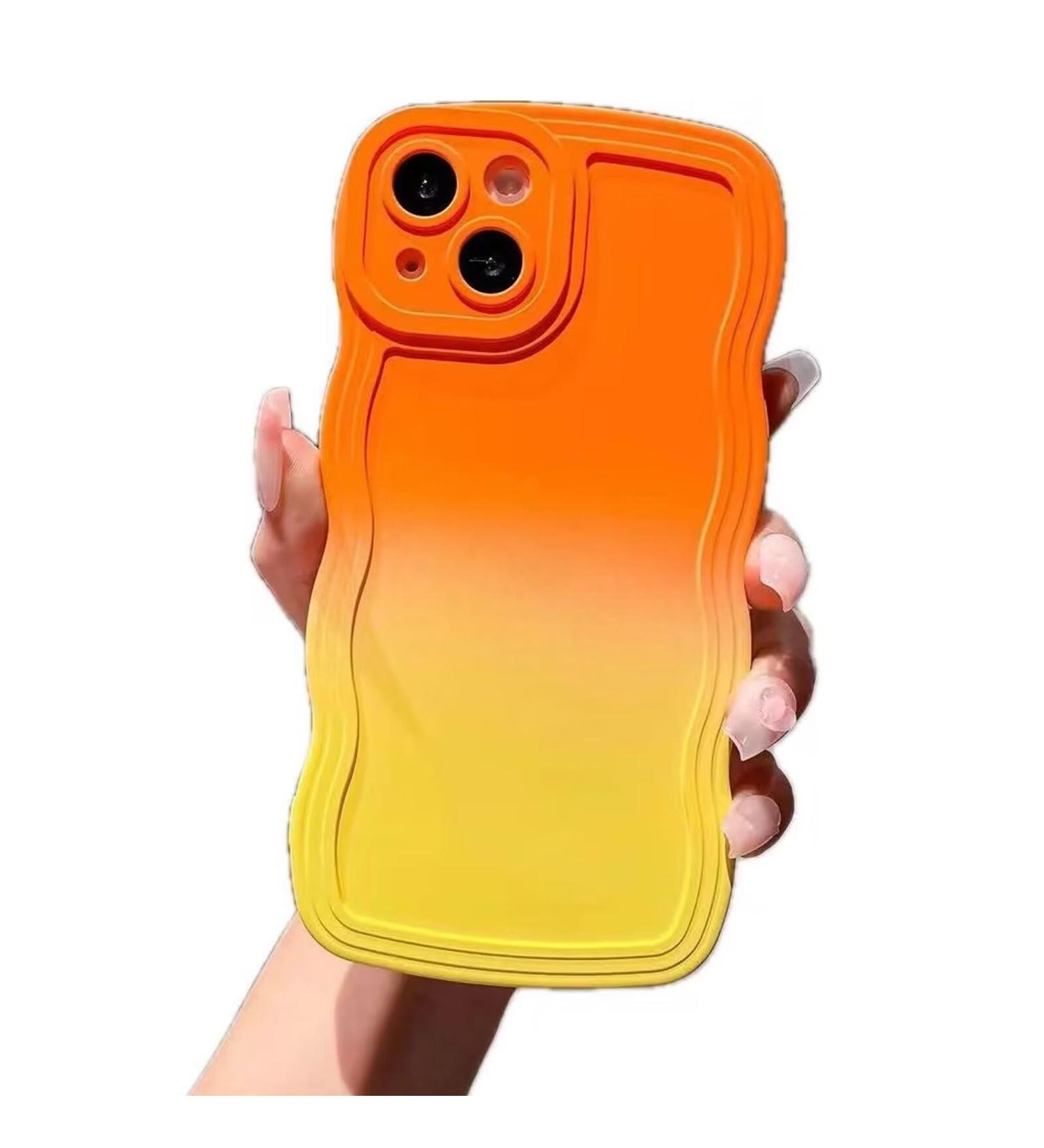 Rnrieyta Miagon Gradient Aesthetic iPhone 11 Pro Case - Stylish Orange & Yellow Curly Silicone TPU Bumper for Women & Girls - Buy Online on GoSupps.com