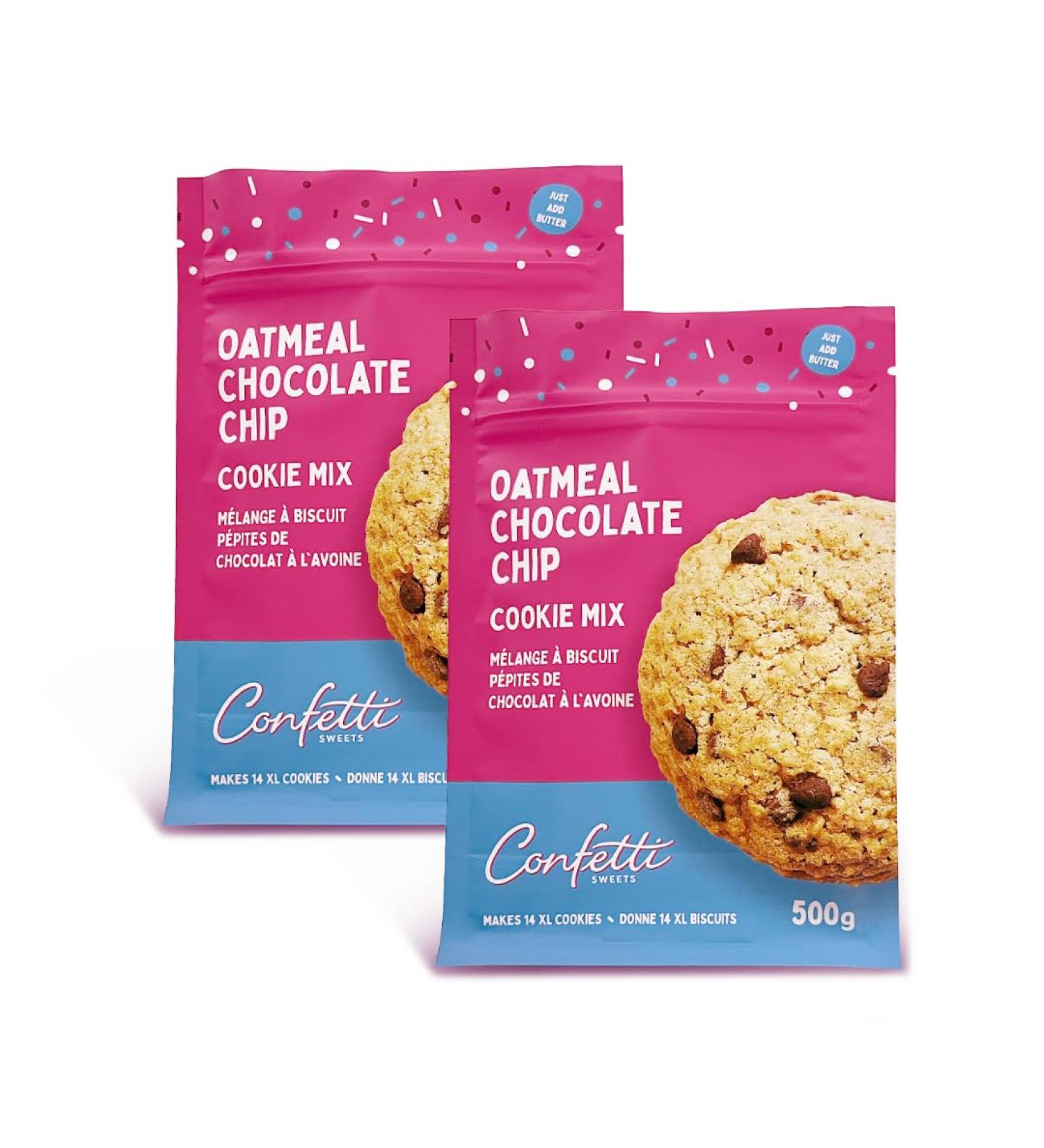 Confetti Sweets Cookie Mix Oatmeal Chocolate Chip Premade Mix | Gourmet Quality Real Ingredients | No Added Preservatives | 100% Canadian | 500g each - Buy Online on GoSupps.com