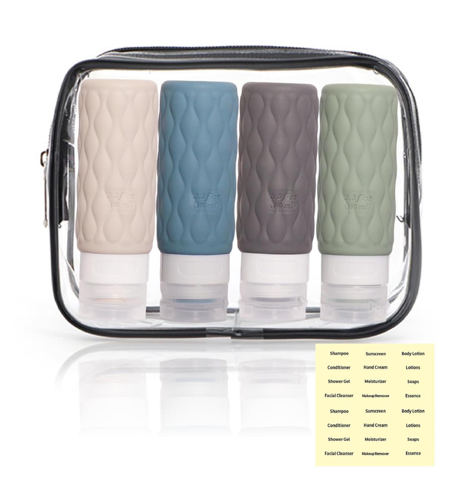 LuHaKiDu Travel Size silicone bottle Kits TSA Approved Proof Travel Containers for Toiletries (Dark color) - Buy Online on GoSupps.com