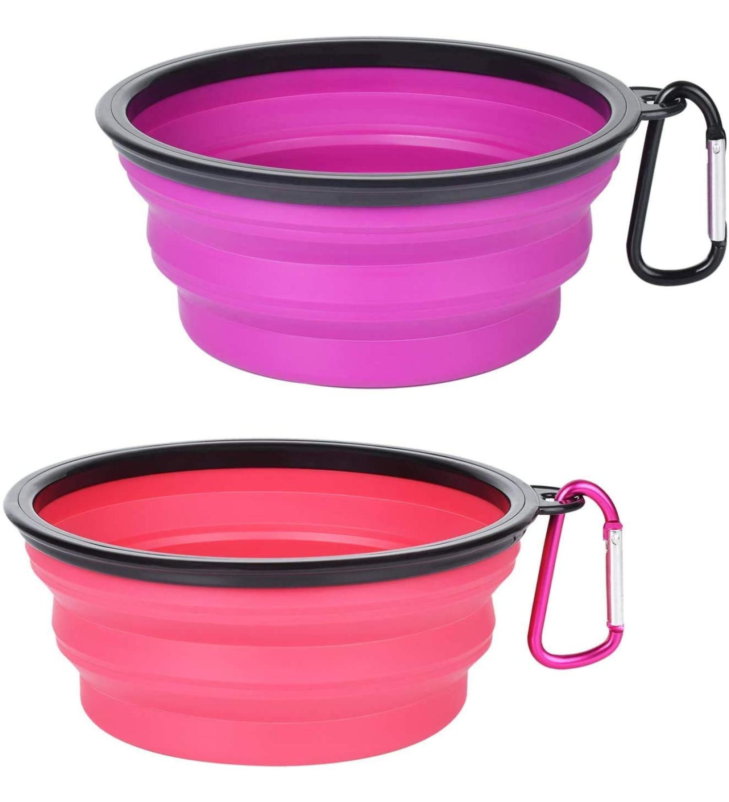 WZX 2- Pack Large Silicone Collapsible Dog Bowl (32oz) BPA Free and Dishwasher Safe Portable Foldable Travel Bowl Food and Water Bowls for Dogs and Cats(Purple+Pink) - Buy Online on GoSupps.com