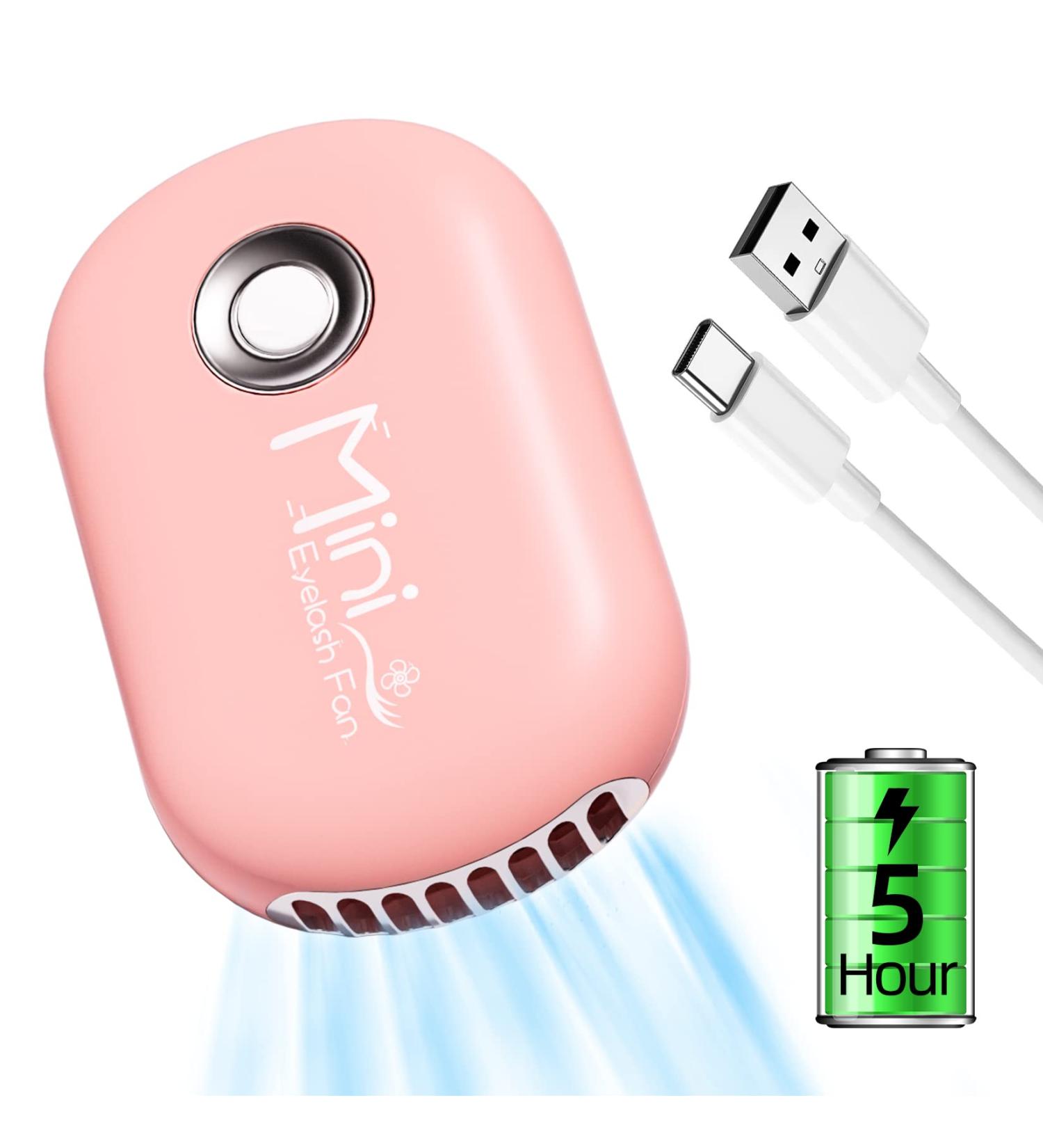 mlogiroa Mini Lash Fan - USB Rechargeable Handheld Cooling Fan for Eyelash Extensions (Pink) - Buy Online on GoSupps.com